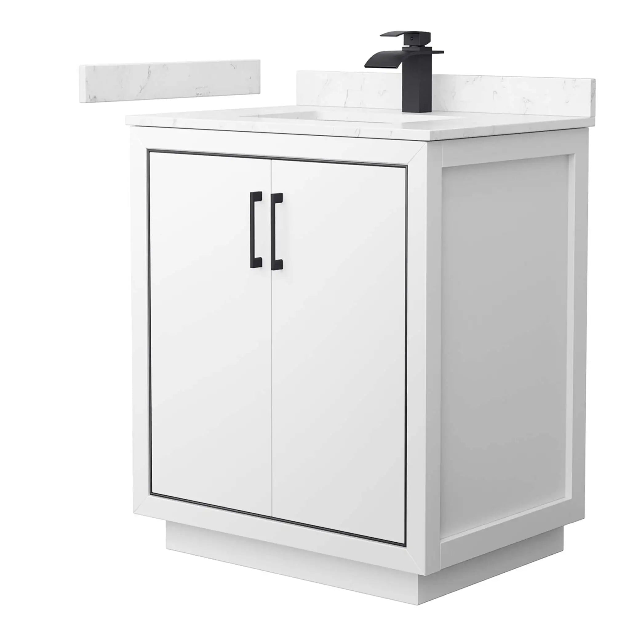 30" Icon Single Bathroom Vanity in White with Matte Black Trim by Wyndham
