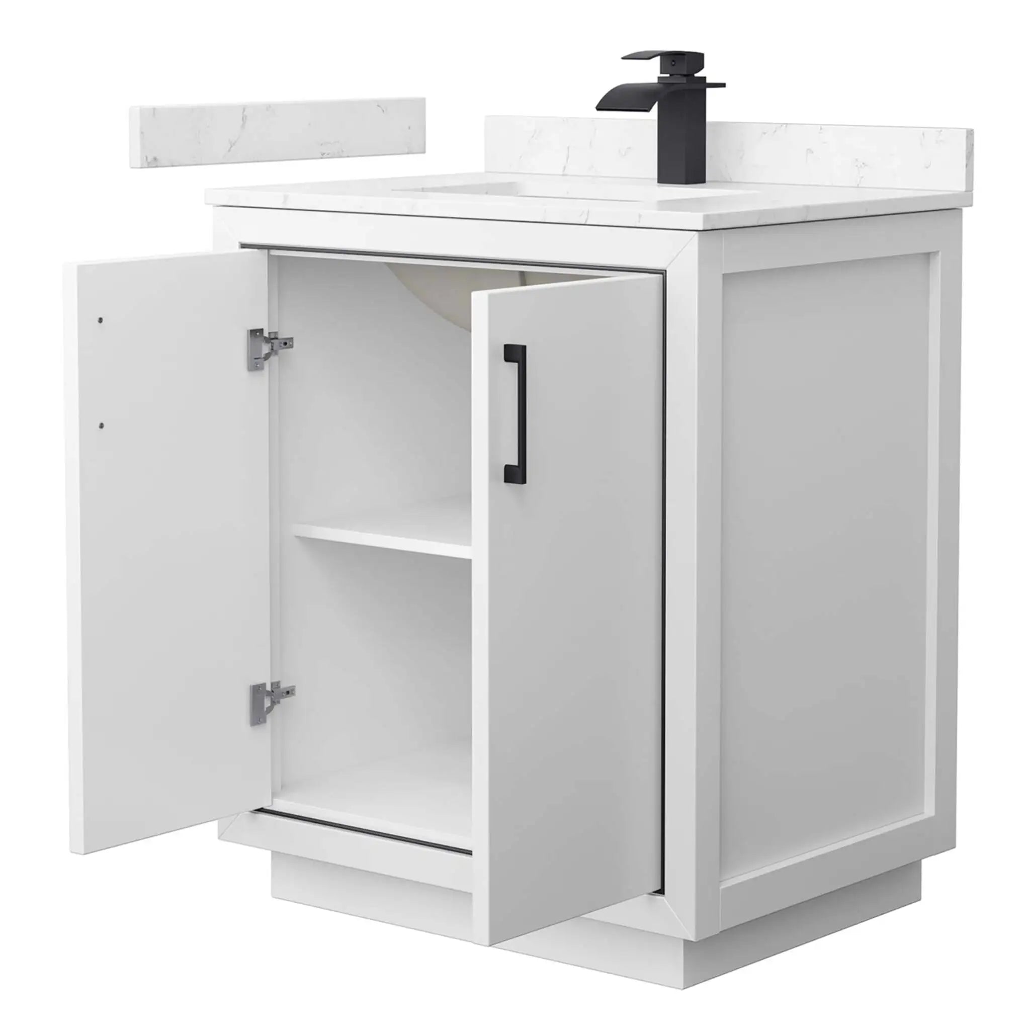 30" Icon Single Bathroom Vanity in White with Matte Black Trim by Wyndham