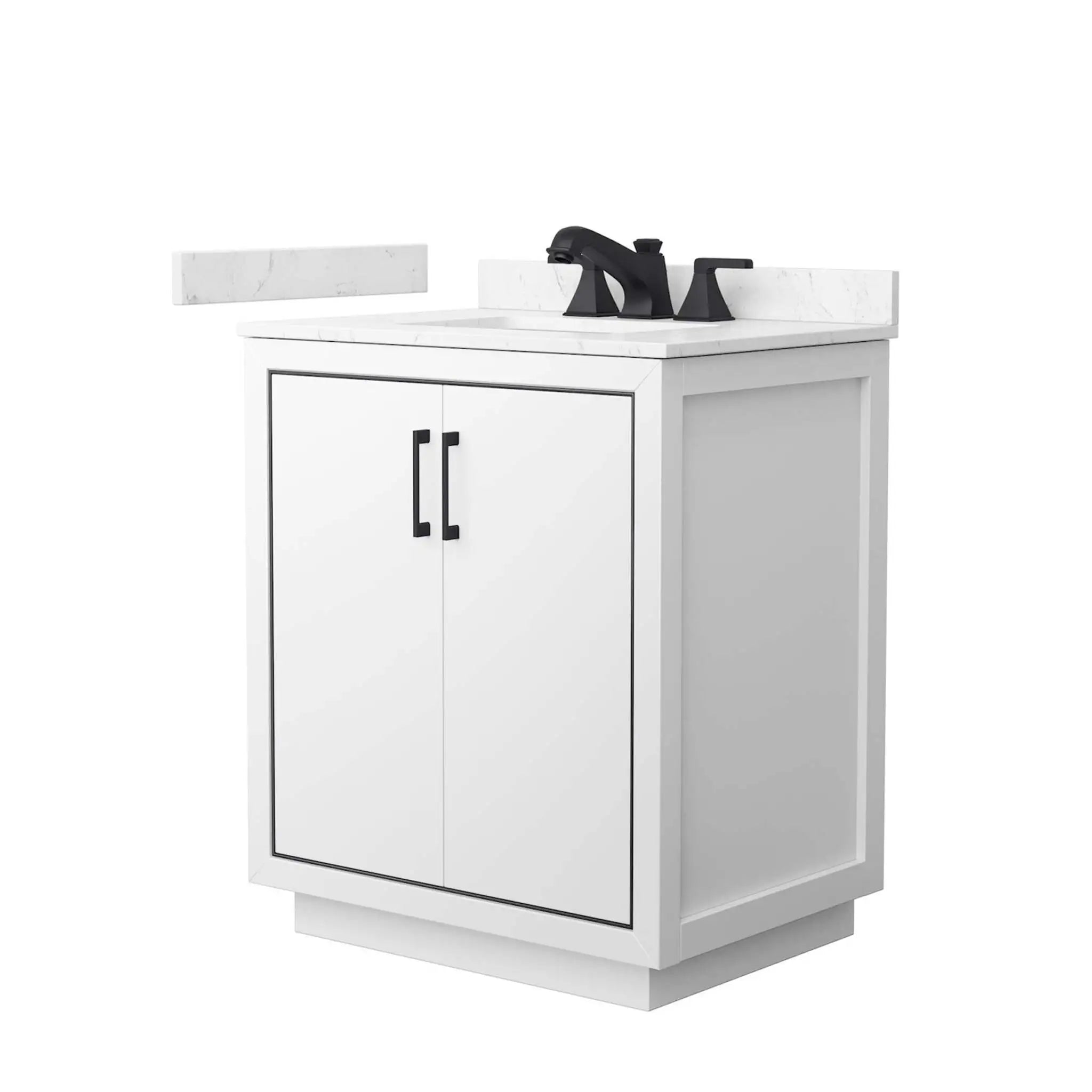 30" Icon Single Bathroom Vanity in White with Matte Black Trim by Wyndham