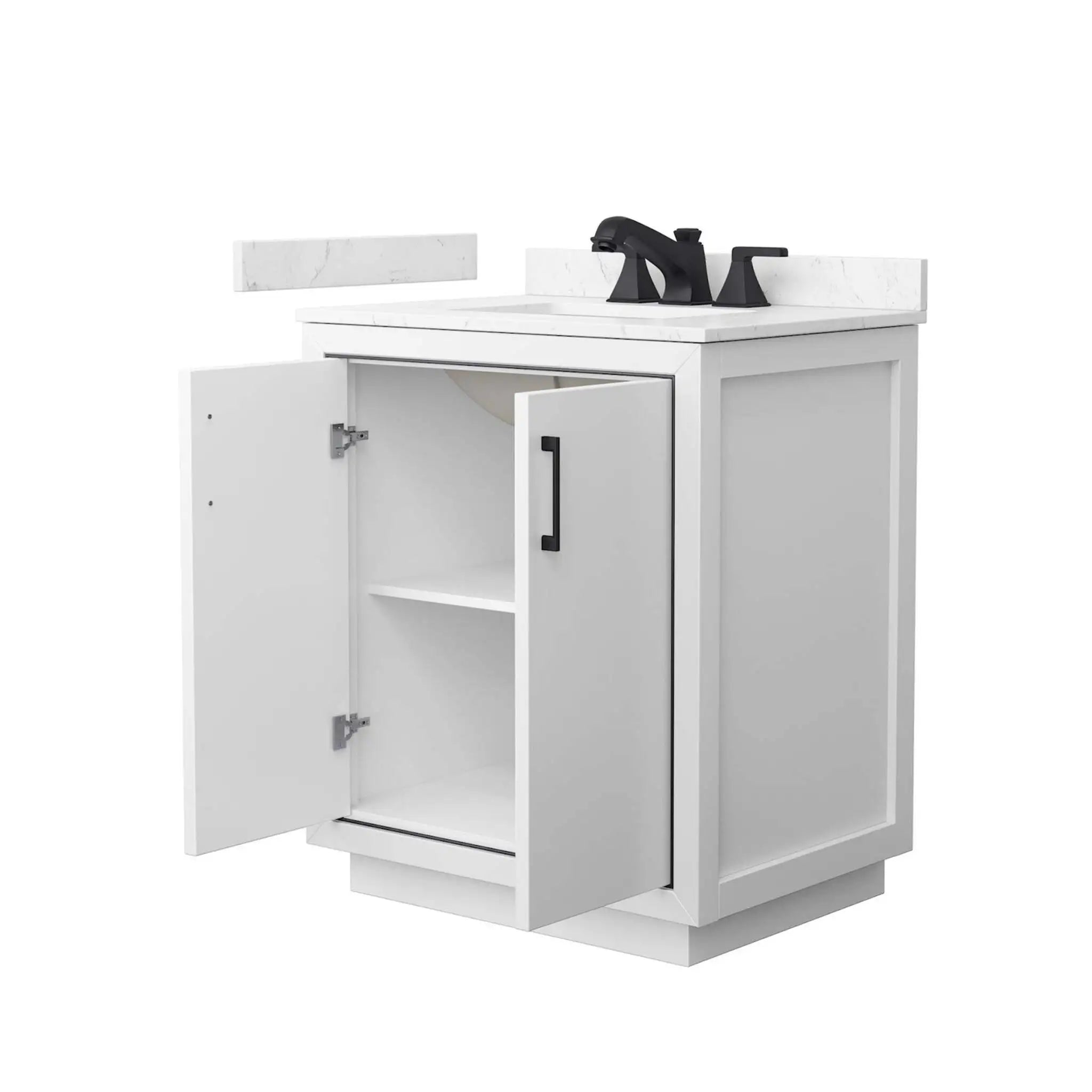 30" Icon Single Bathroom Vanity in White with Matte Black Trim by Wyndham