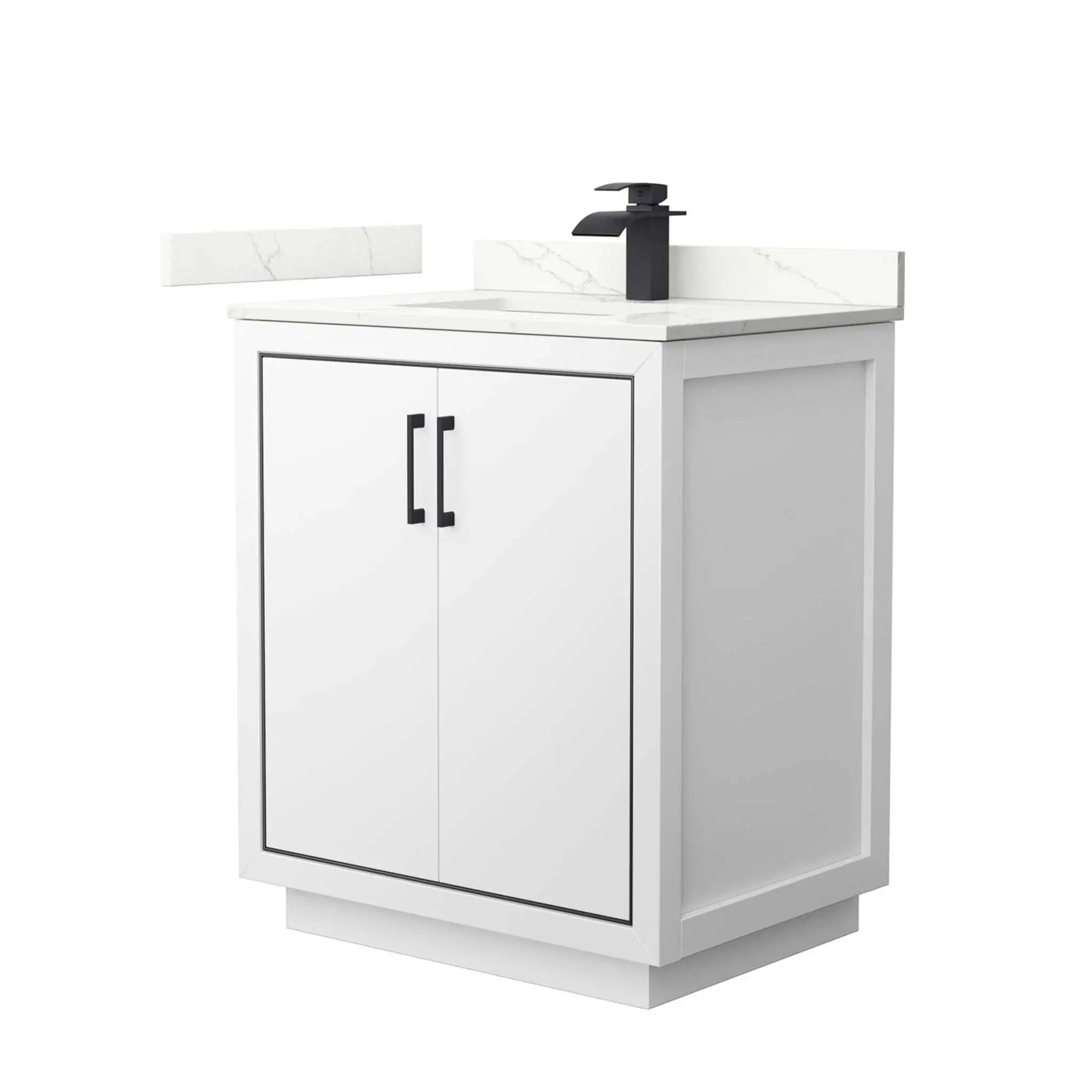 30" Icon Single Bathroom Vanity in White with Matte Black Trim by Wyndham