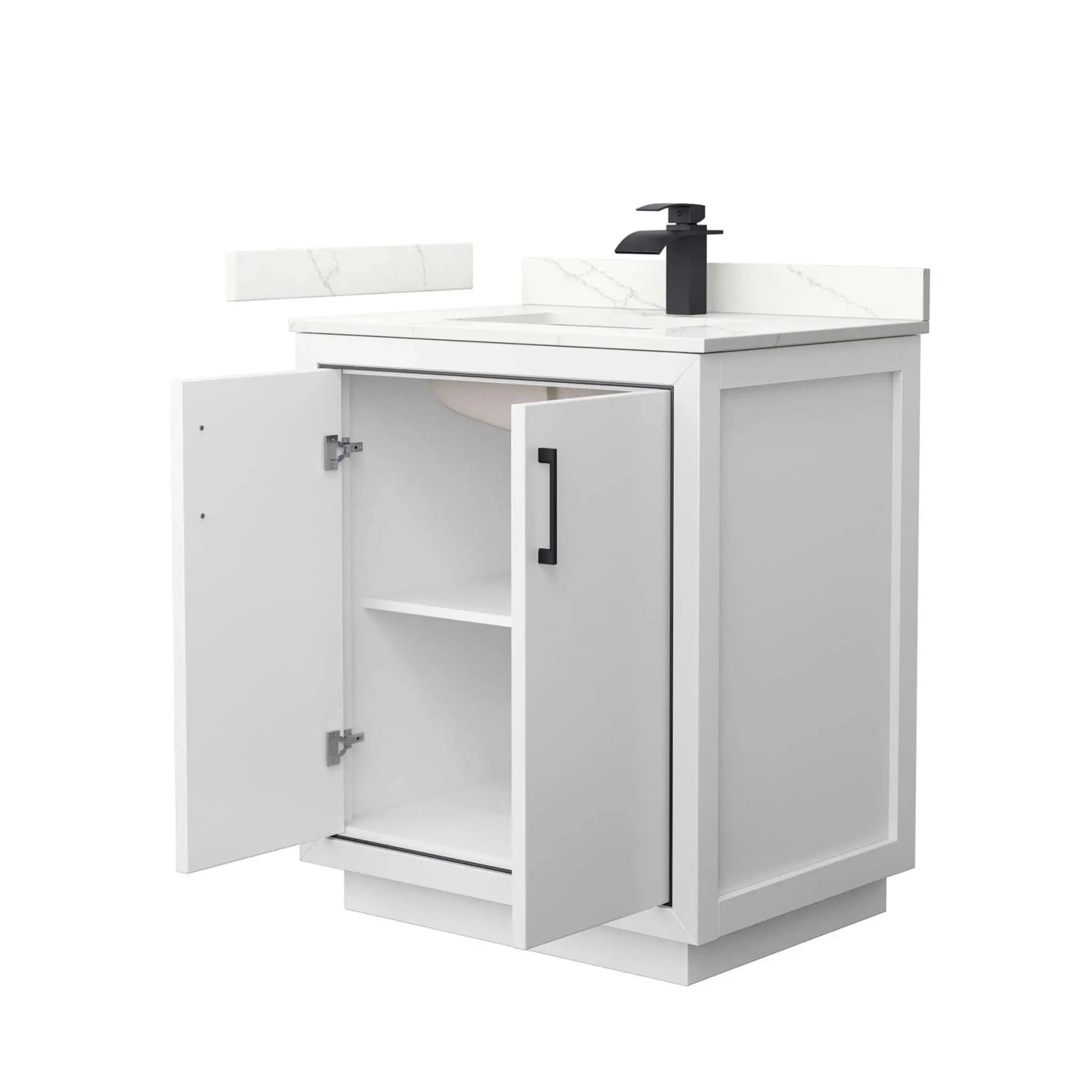 30" Icon Single Bathroom Vanity in White with Matte Black Trim by Wyndham
