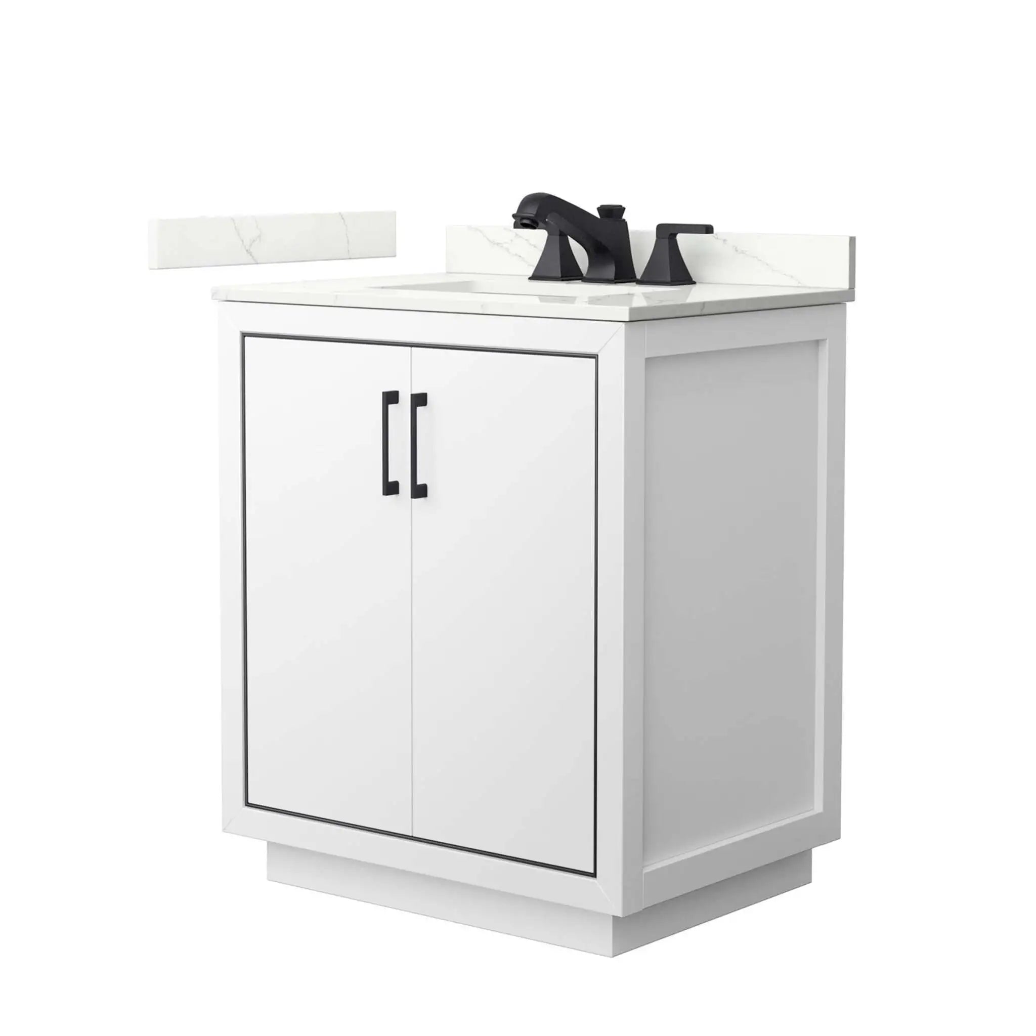 30" Icon Single Bathroom Vanity in White with Matte Black Trim by Wyndham