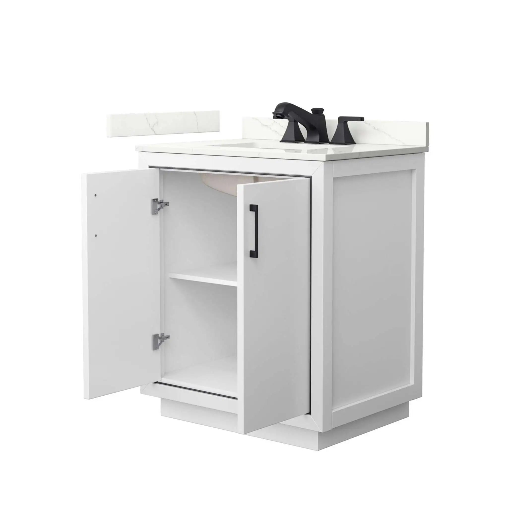 30" Icon Single Bathroom Vanity in White with Matte Black Trim by Wyndham