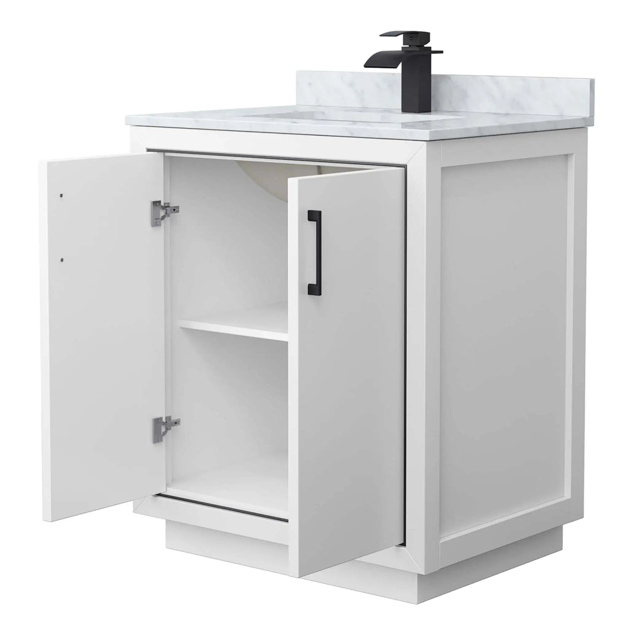 30" Icon Single Bathroom Vanity in White with Matte Black Trim by Wyndham