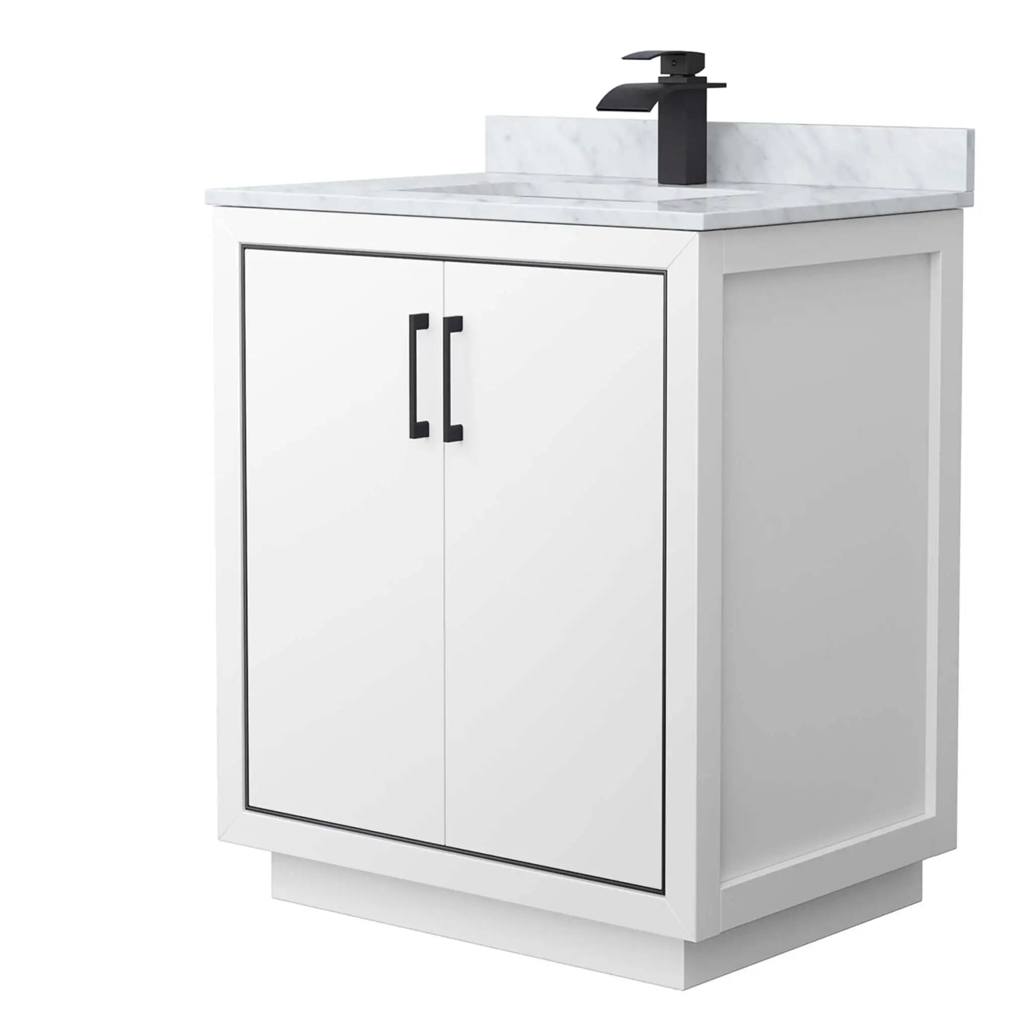 30" Icon Single Bathroom Vanity in White with Matte Black Trim by Wyndham