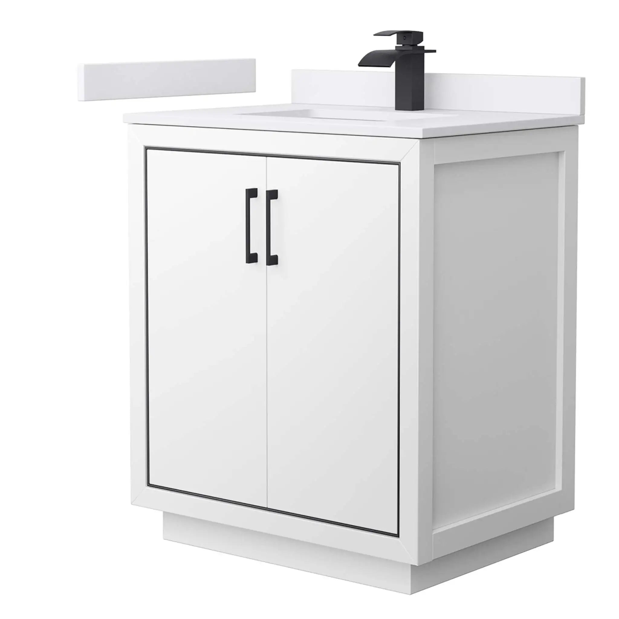 30" Icon Single Bathroom Vanity in White with Matte Black Trim by Wyndham