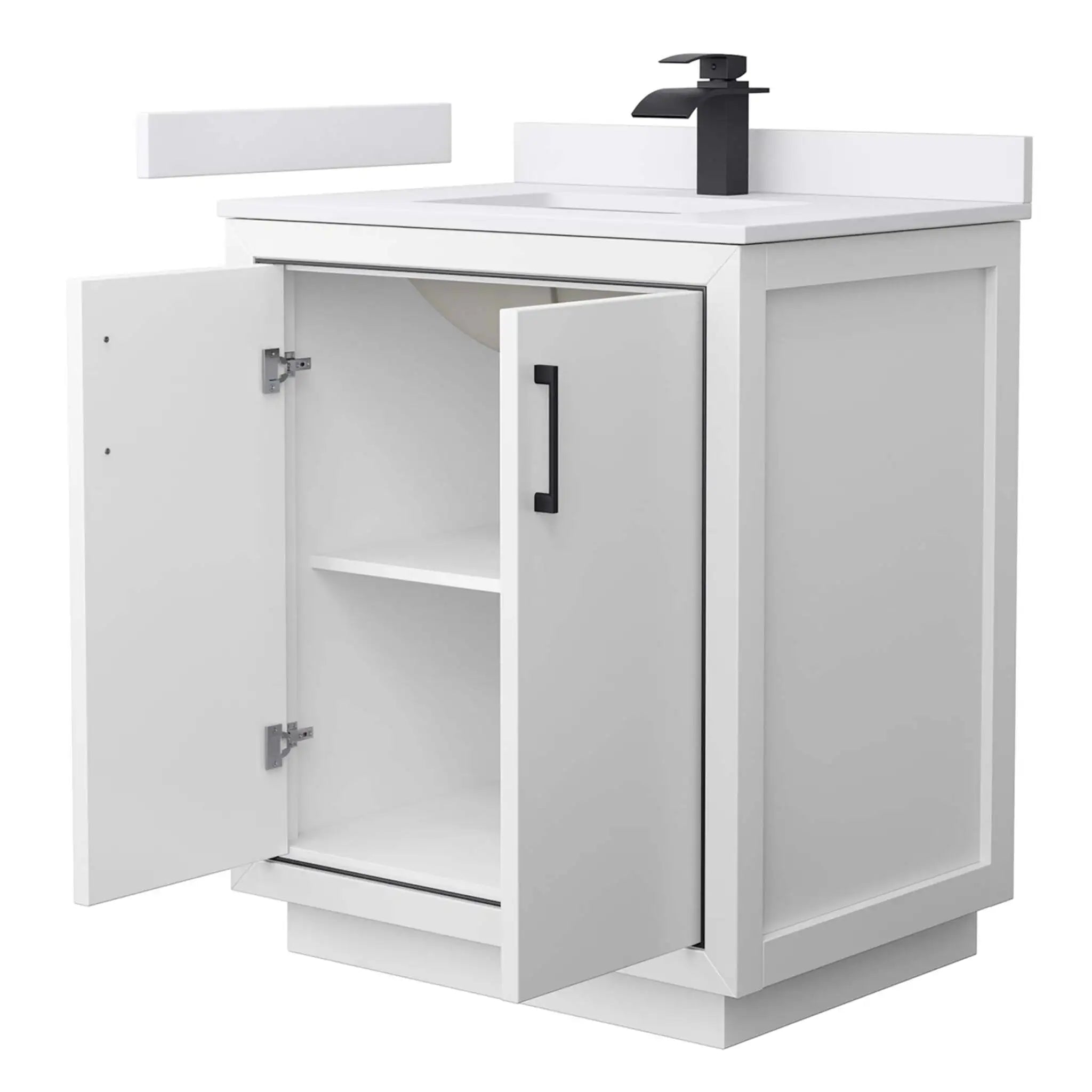 30" Icon Single Bathroom Vanity in White with Matte Black Trim by Wyndham