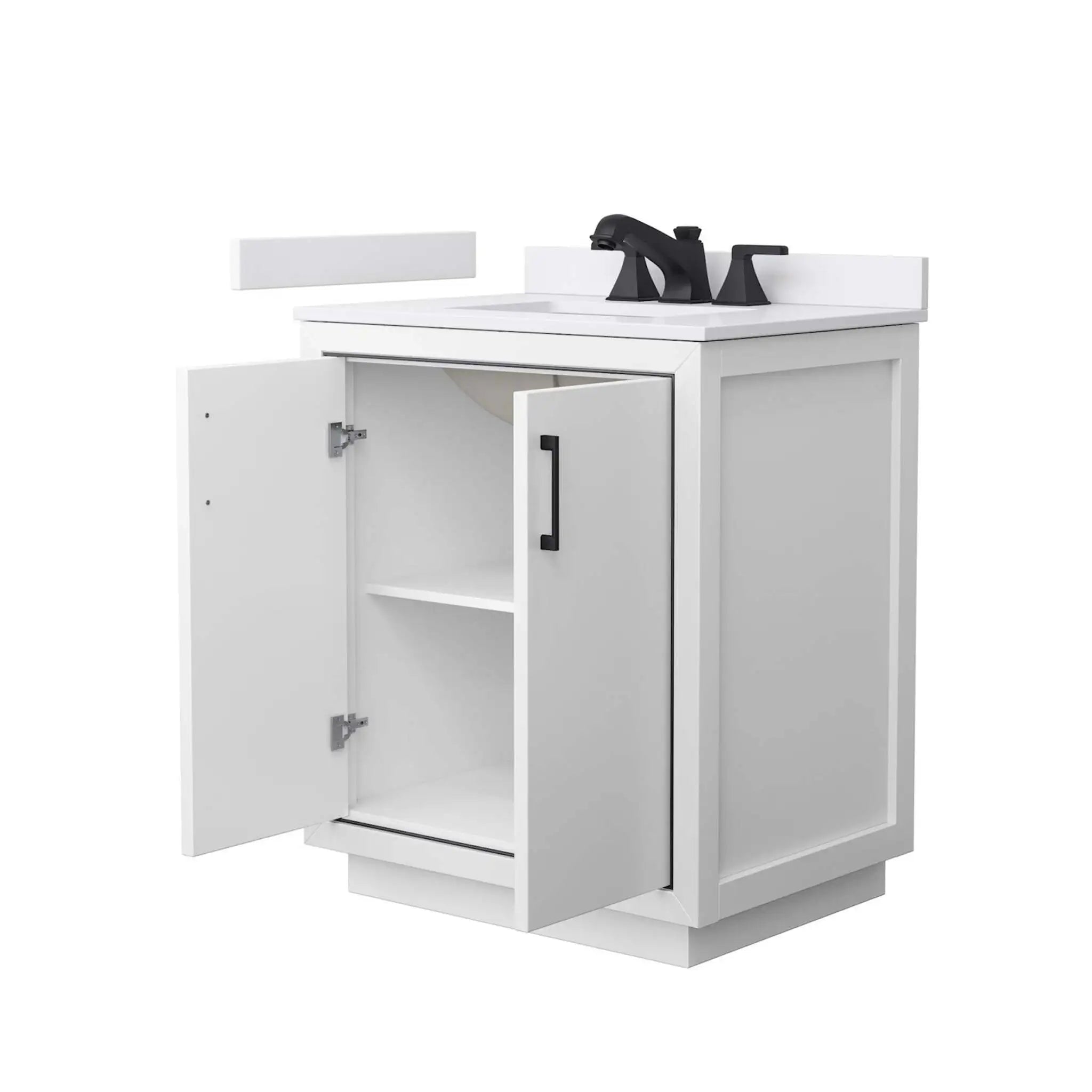 30" Icon Single Bathroom Vanity in White with Matte Black Trim by Wyndham