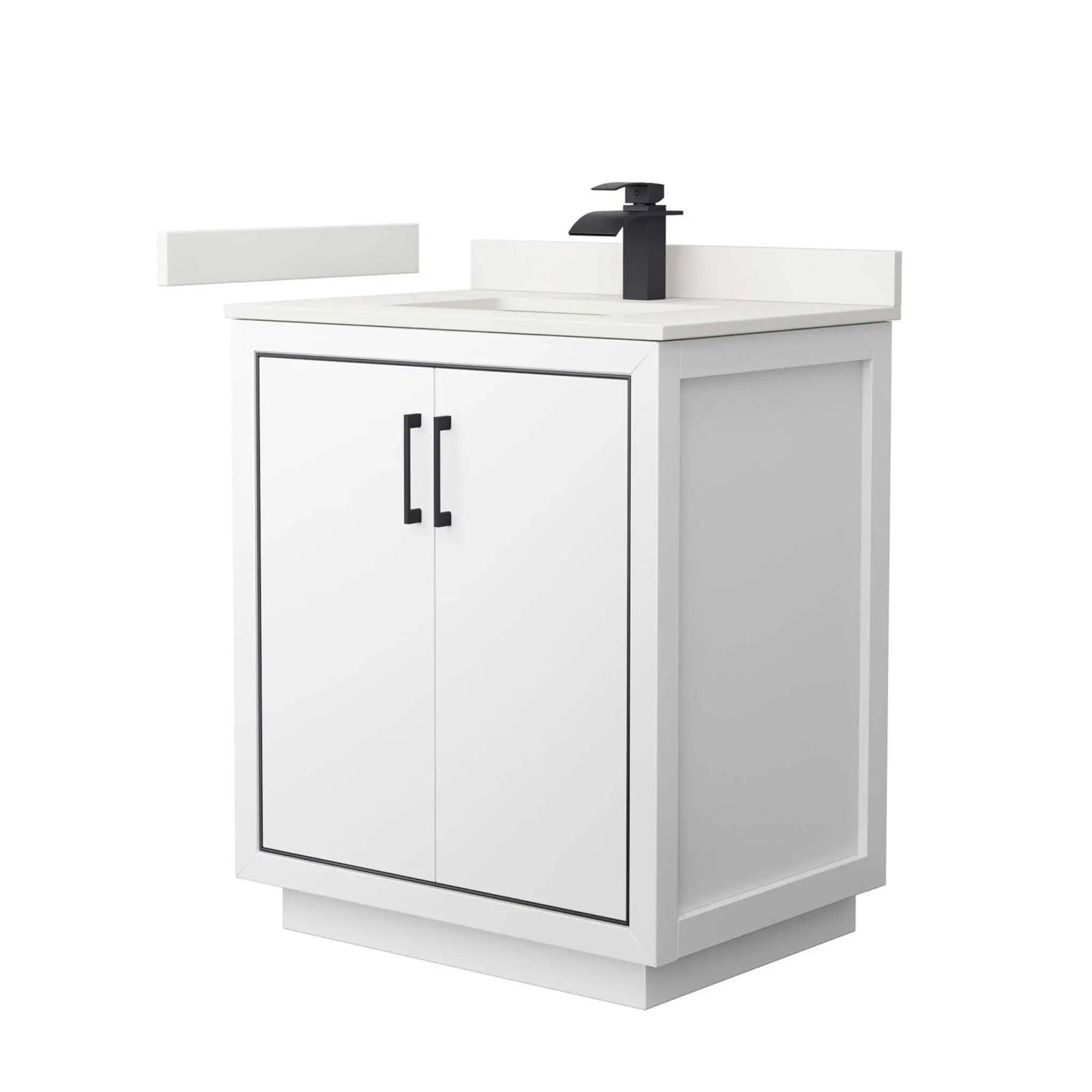 30" Icon Single Bathroom Vanity in White with Matte Black Trim by Wyndham