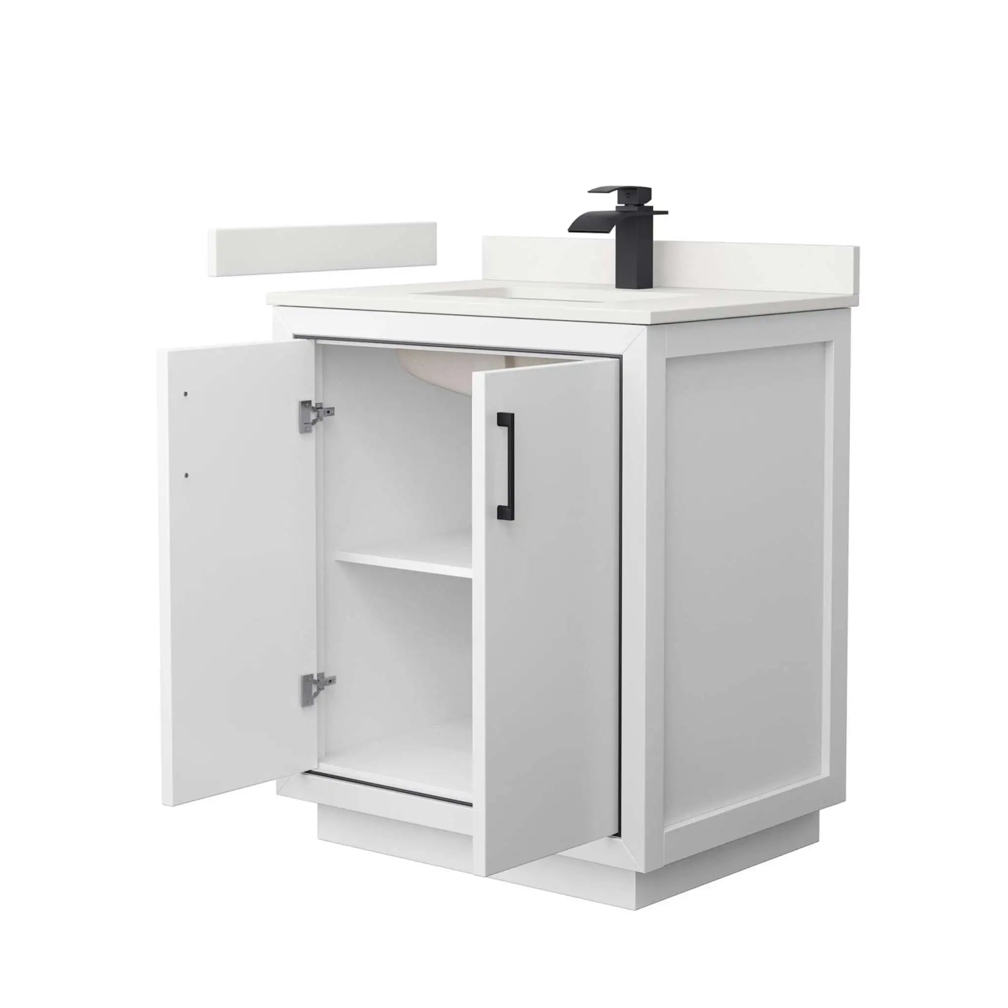 30" Icon Single Bathroom Vanity in White with Matte Black Trim by Wyndham