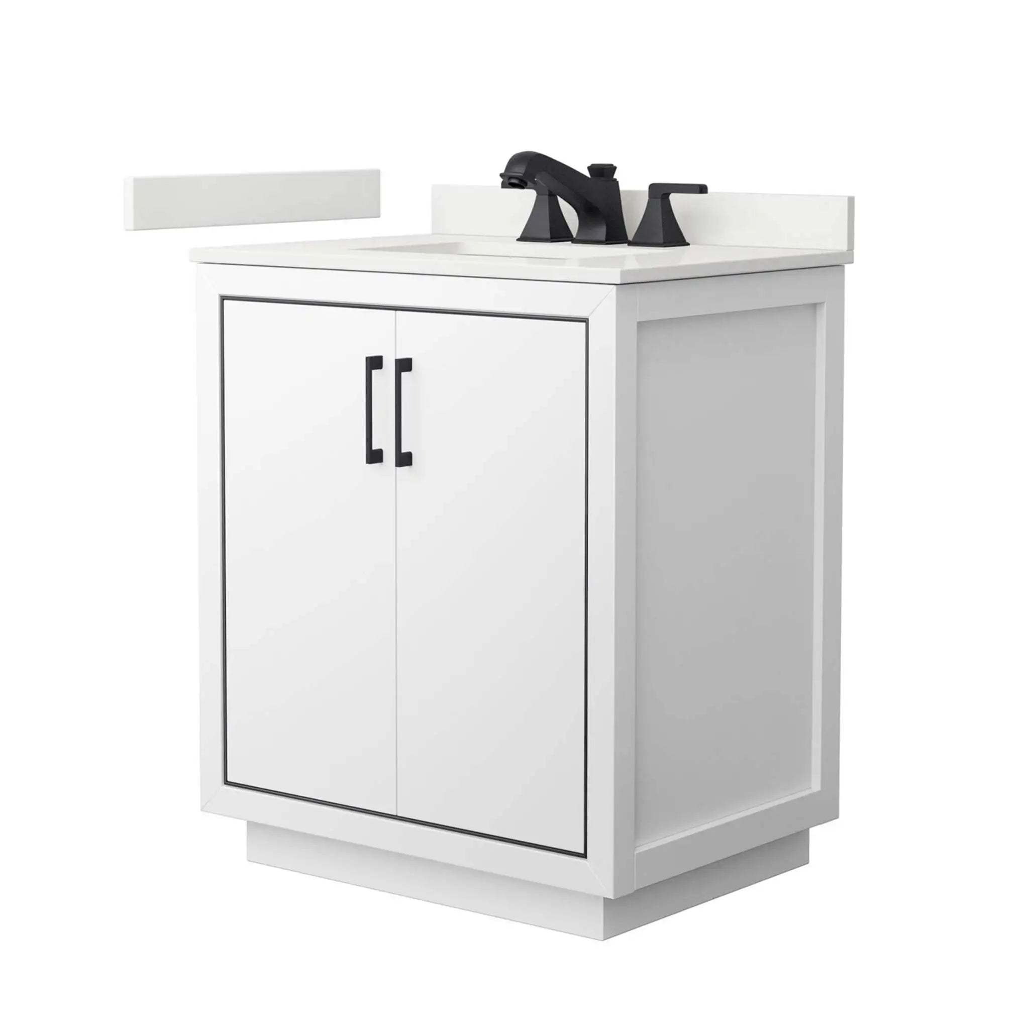 30" Icon Single Bathroom Vanity in White with Matte Black Trim by Wyndham
