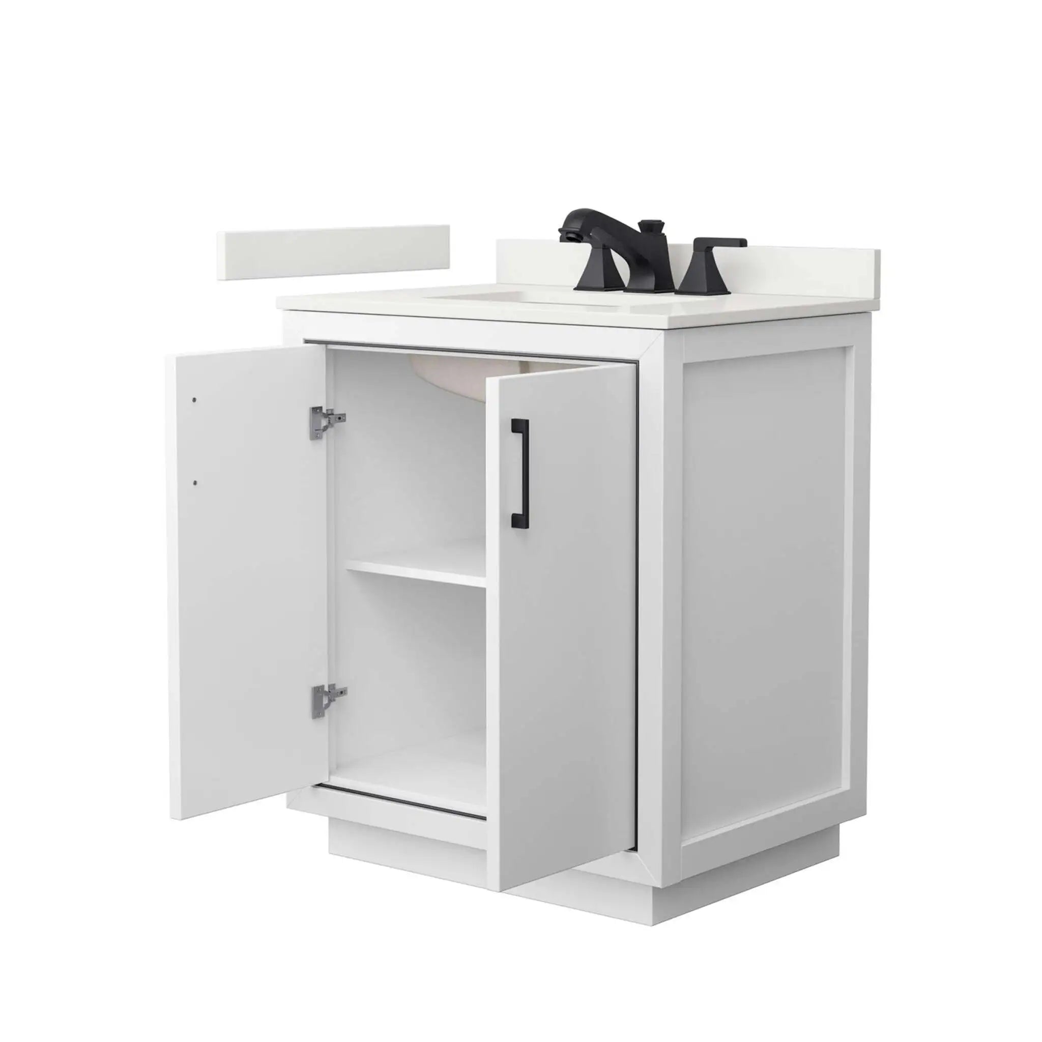 30" Icon Single Bathroom Vanity in White with Matte Black Trim by Wyndham
