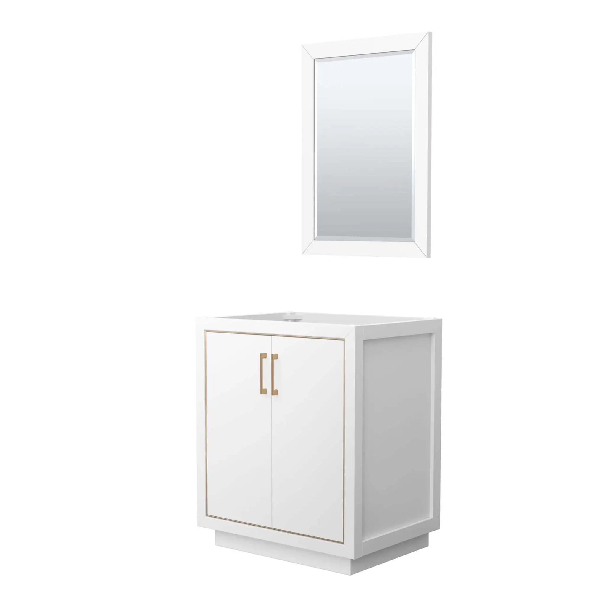 30" Icon Single Bathroom Vanity in White with Satin Bronze Trim & 24" Mirror by Wyndham