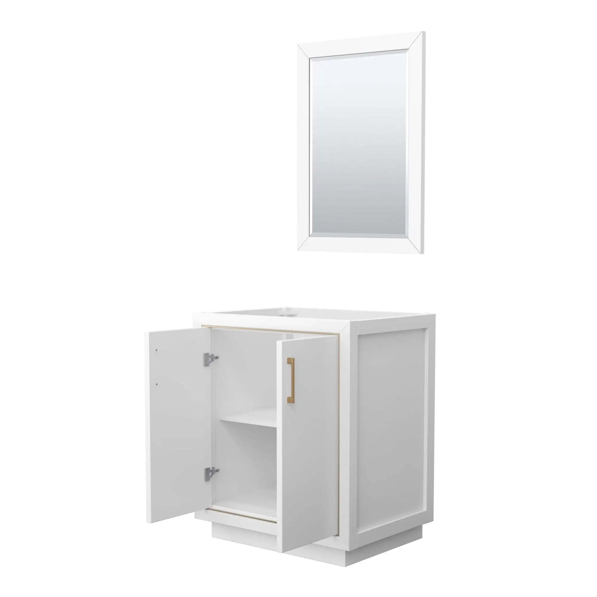30" Icon Single Bathroom Vanity in White with Satin Bronze Trim & 24" Mirror by Wyndham