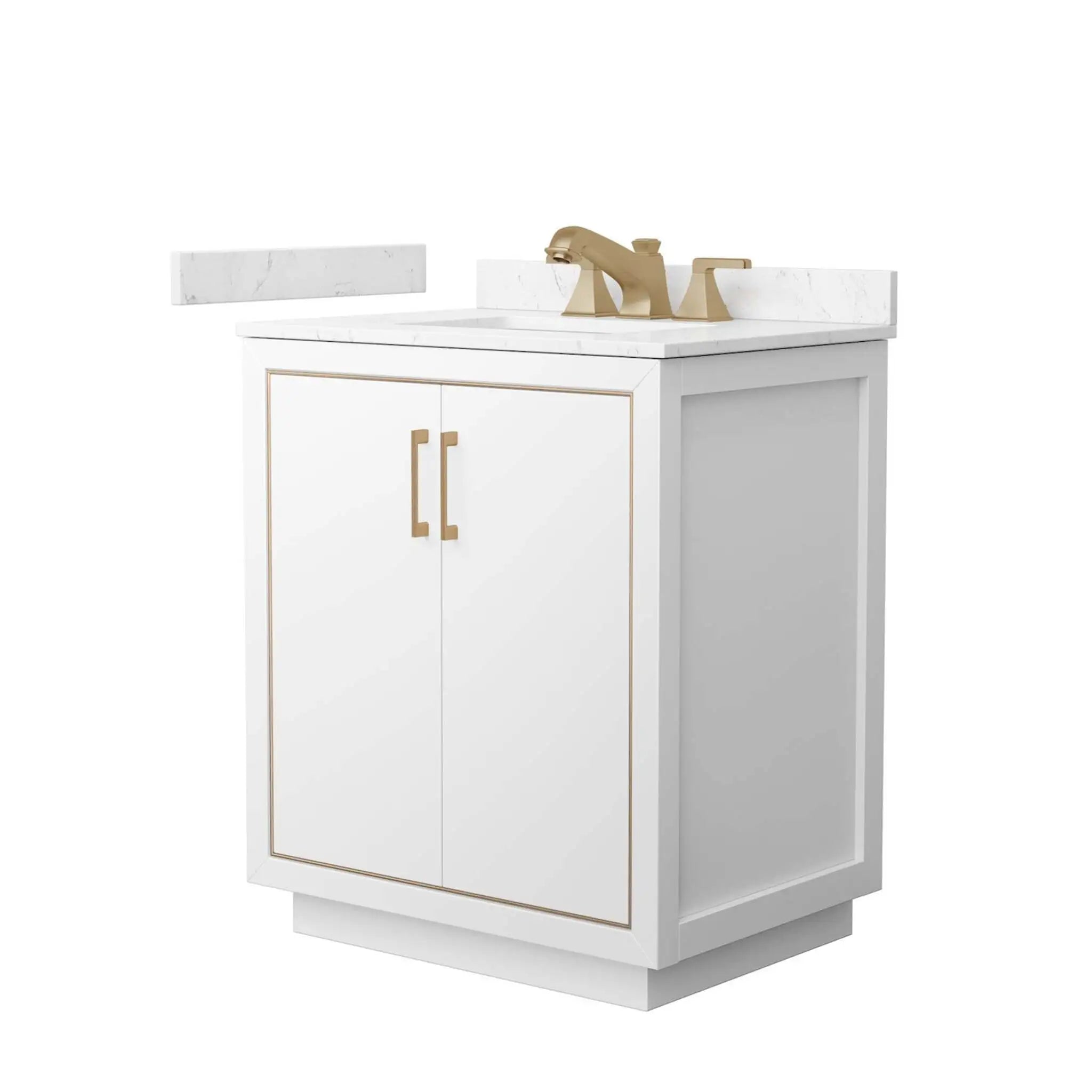 30" Icon Single Bathroom Vanity in White with Satin Bronze Trim by Wyndham