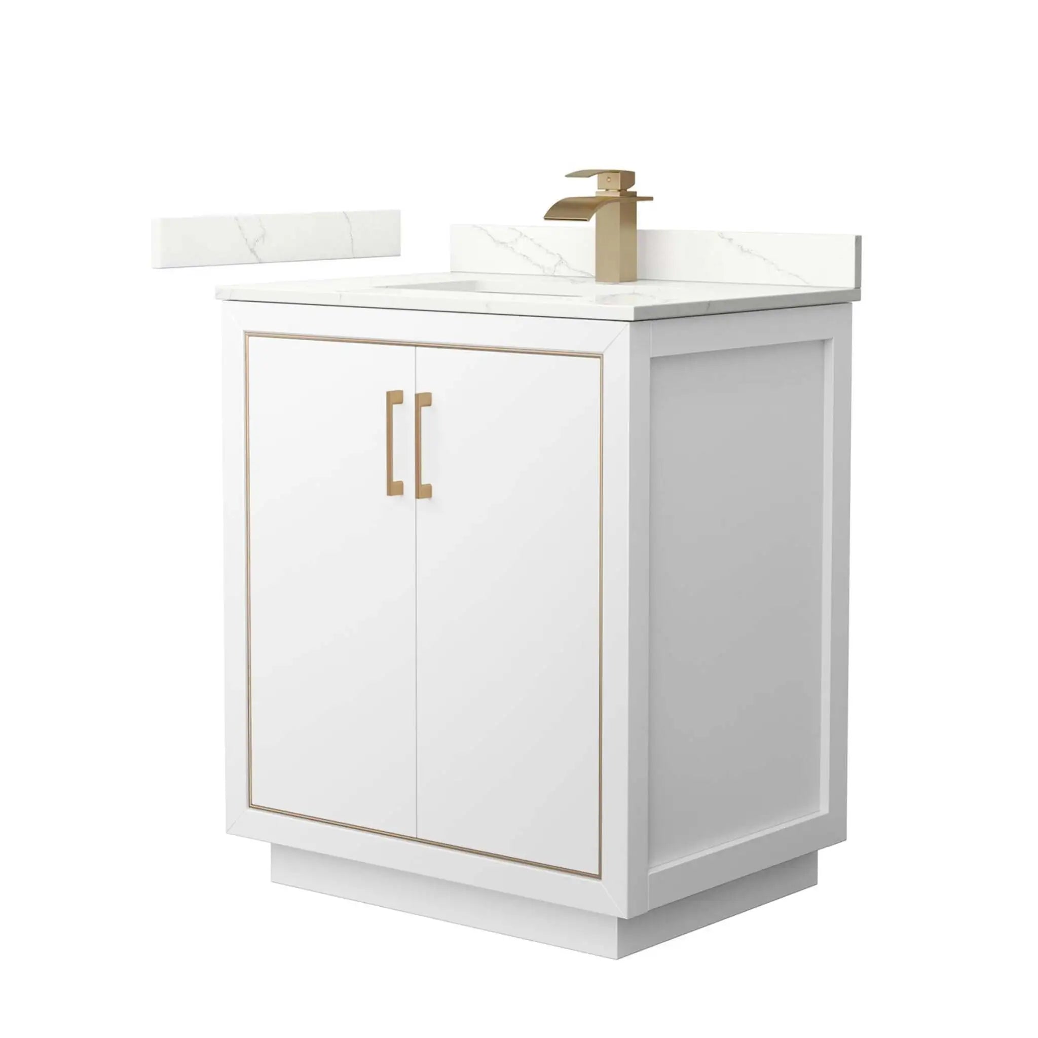 30" Icon Single Bathroom Vanity in White with Satin Bronze Trim by Wyndham