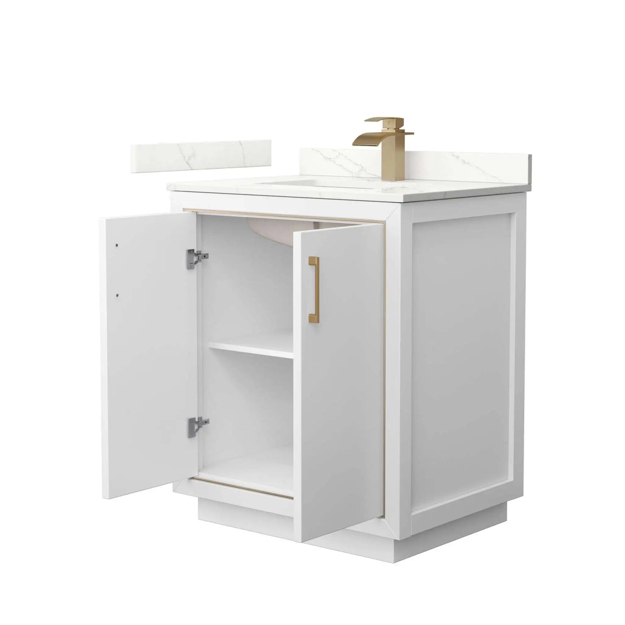 30" Icon Single Bathroom Vanity in White with Satin Bronze Trim by Wyndham
