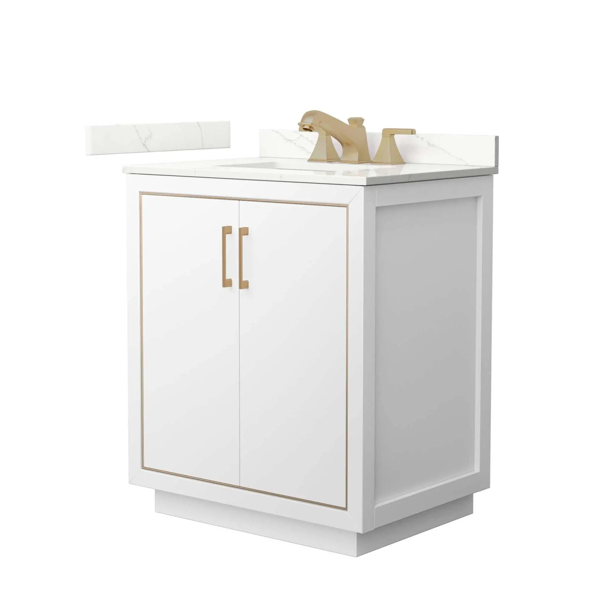 30" Icon Single Bathroom Vanity in White with Satin Bronze Trim by Wyndham