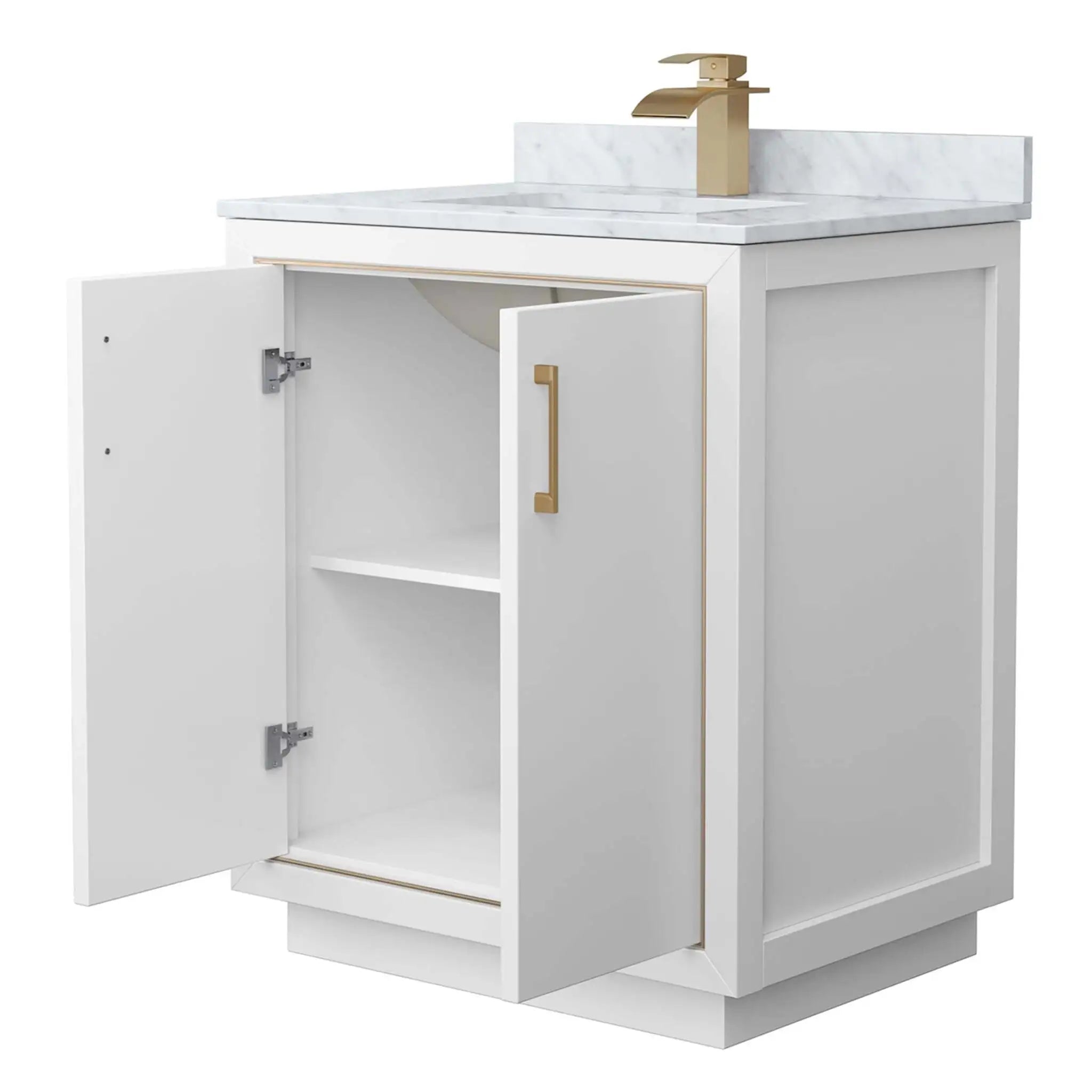 30" Icon Single Bathroom Vanity in White with Satin Bronze Trim by Wyndham