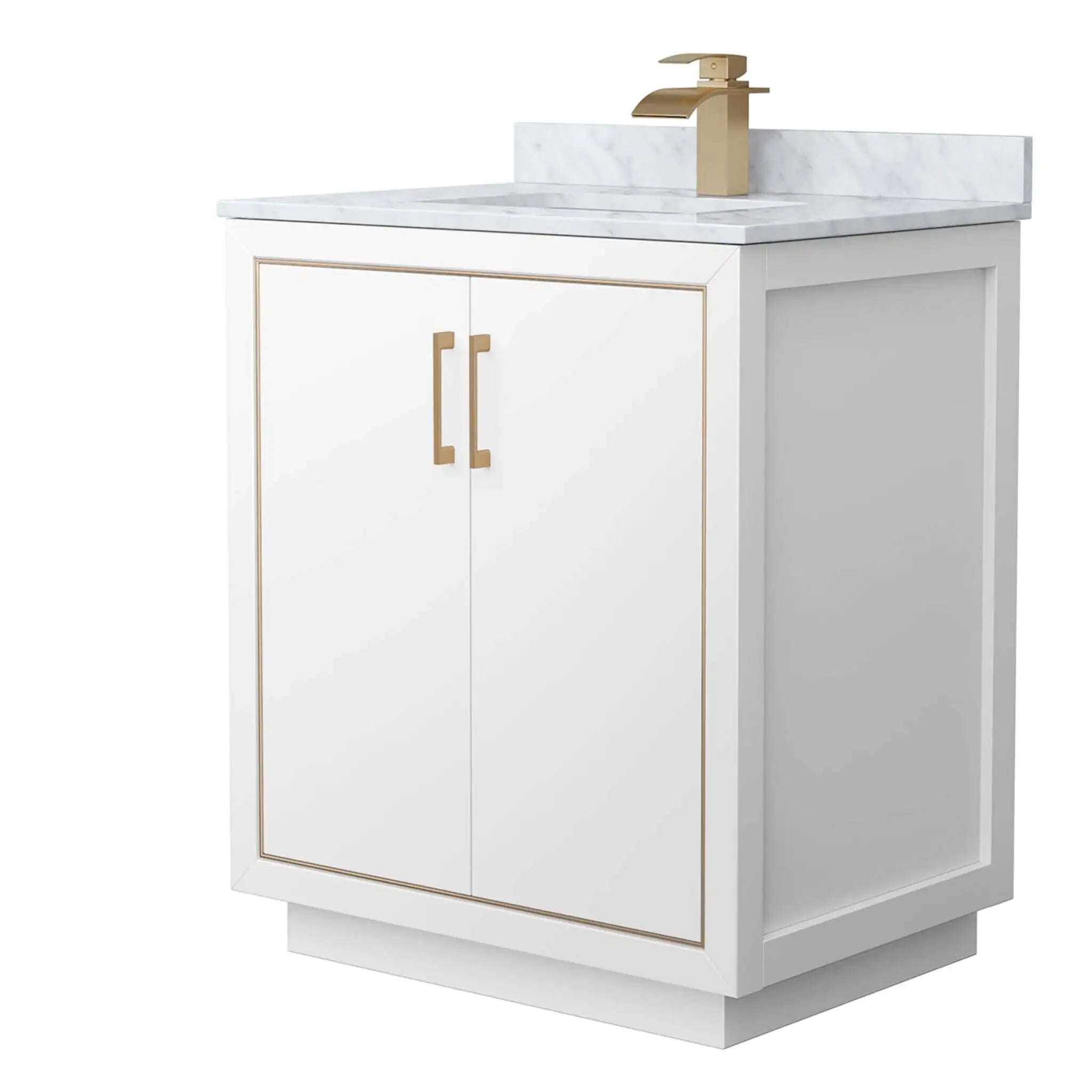 30" Icon Single Bathroom Vanity in White with Satin Bronze Trim by Wyndham