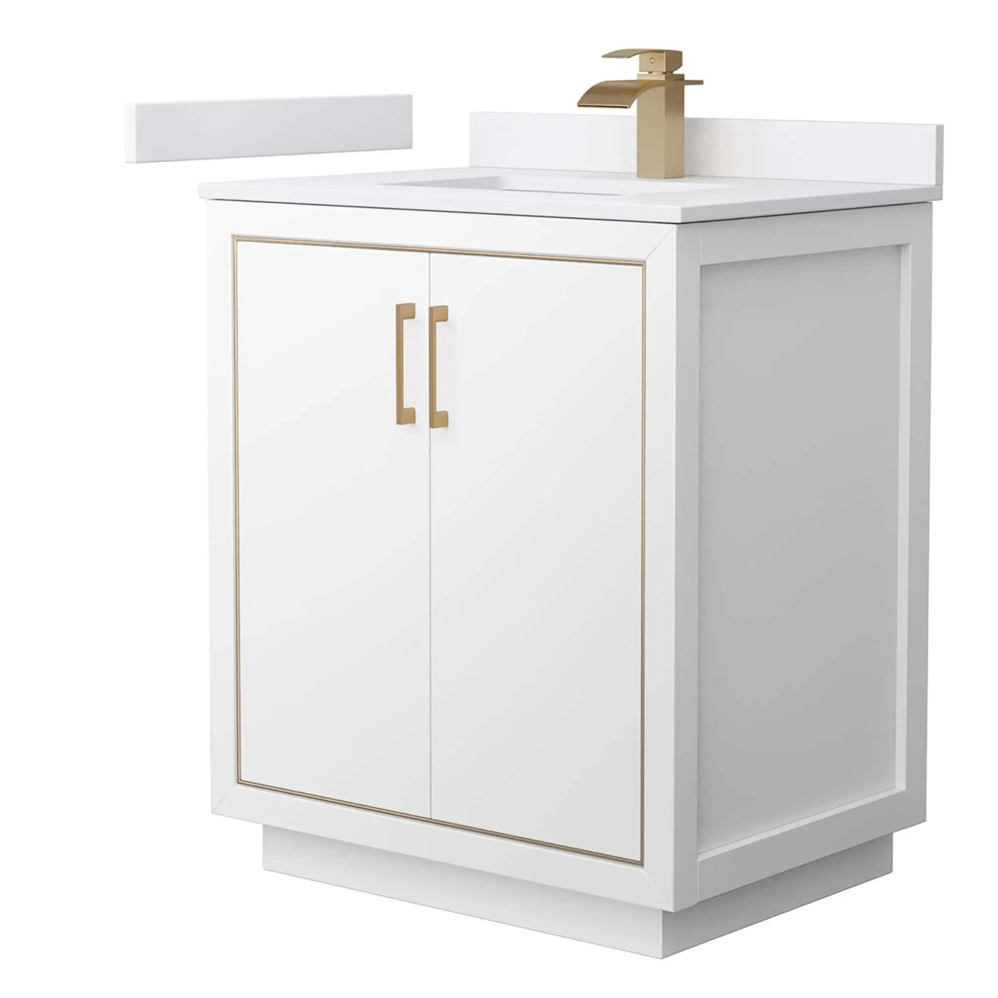 30" Icon Single Bathroom Vanity in White with Satin Bronze Trim by Wyndham