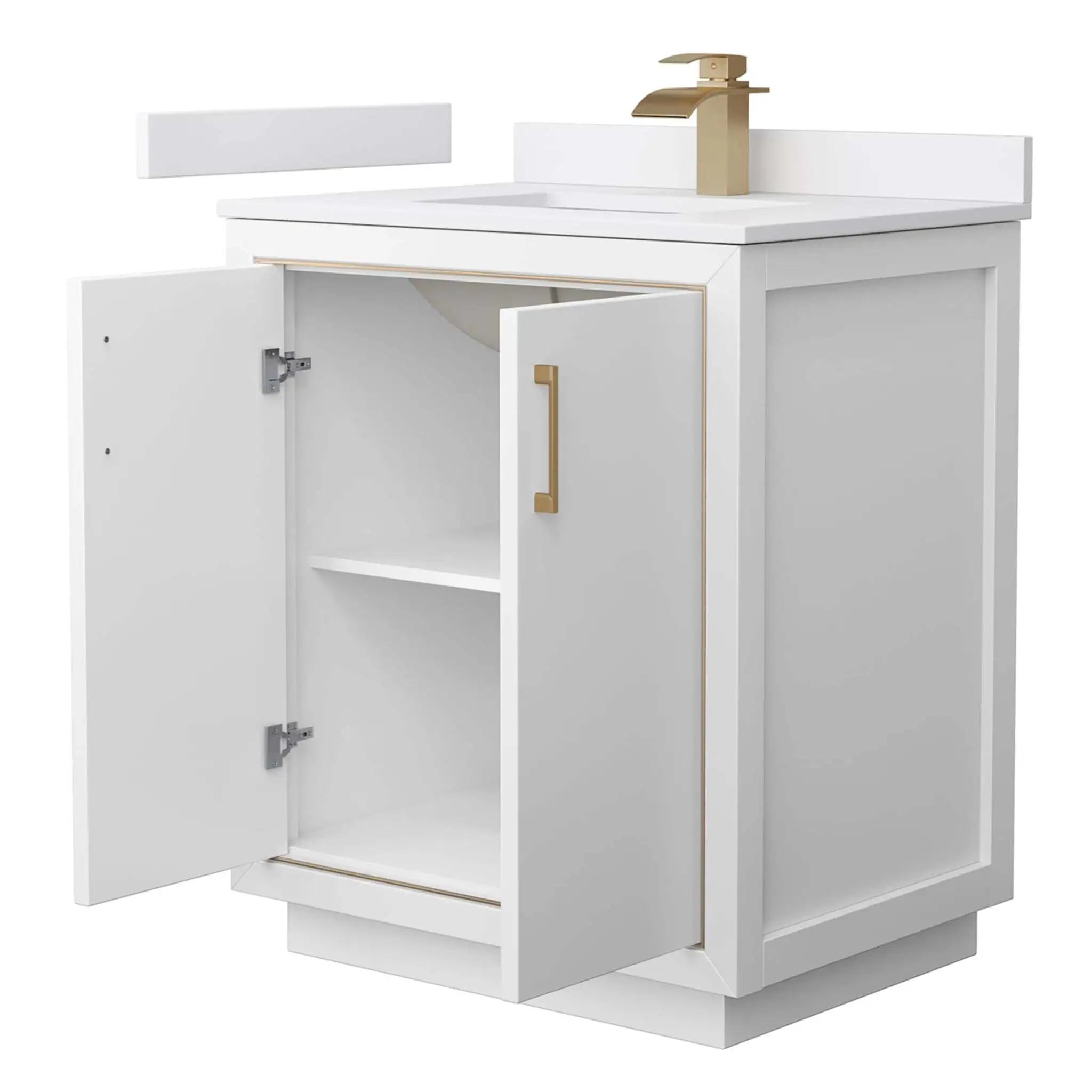 30" Icon Single Bathroom Vanity in White with Satin Bronze Trim by Wyndham