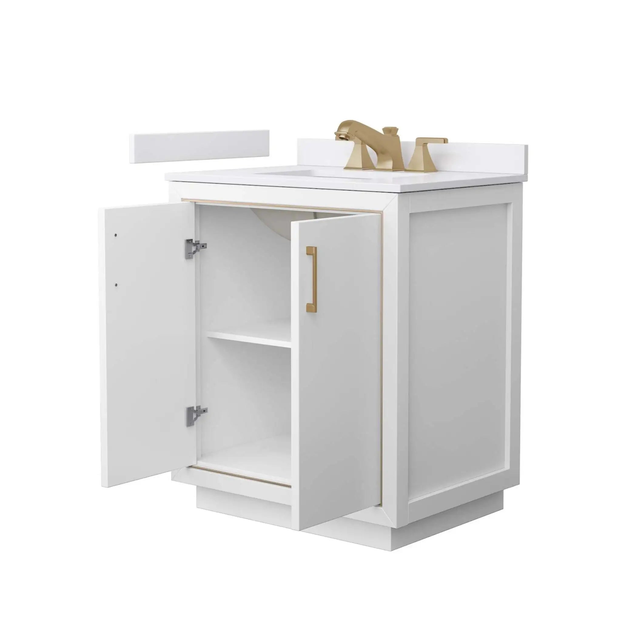 30" Icon Single Bathroom Vanity in White with Satin Bronze Trim by Wyndham