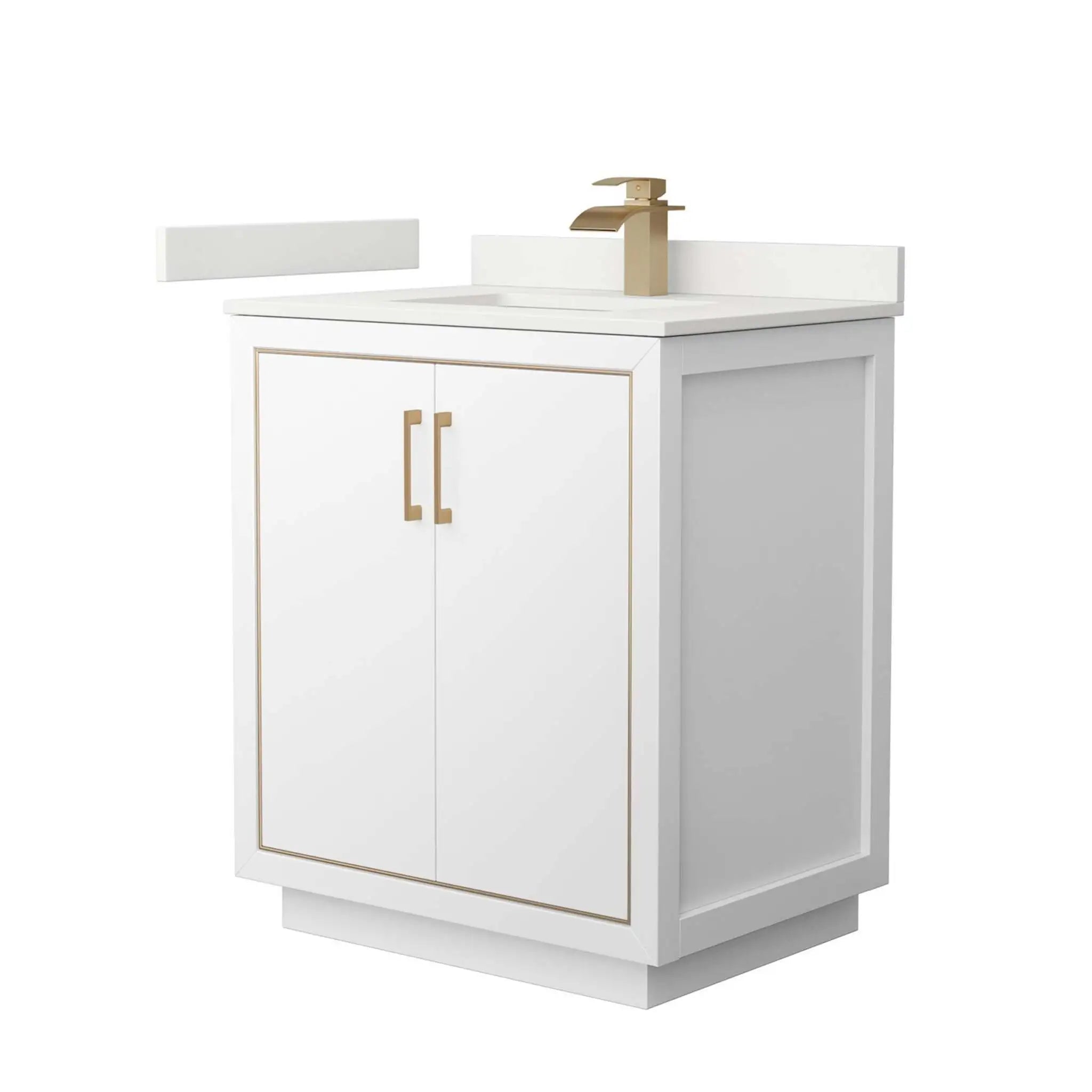 30" Icon Single Bathroom Vanity in White with Satin Bronze Trim by Wyndham