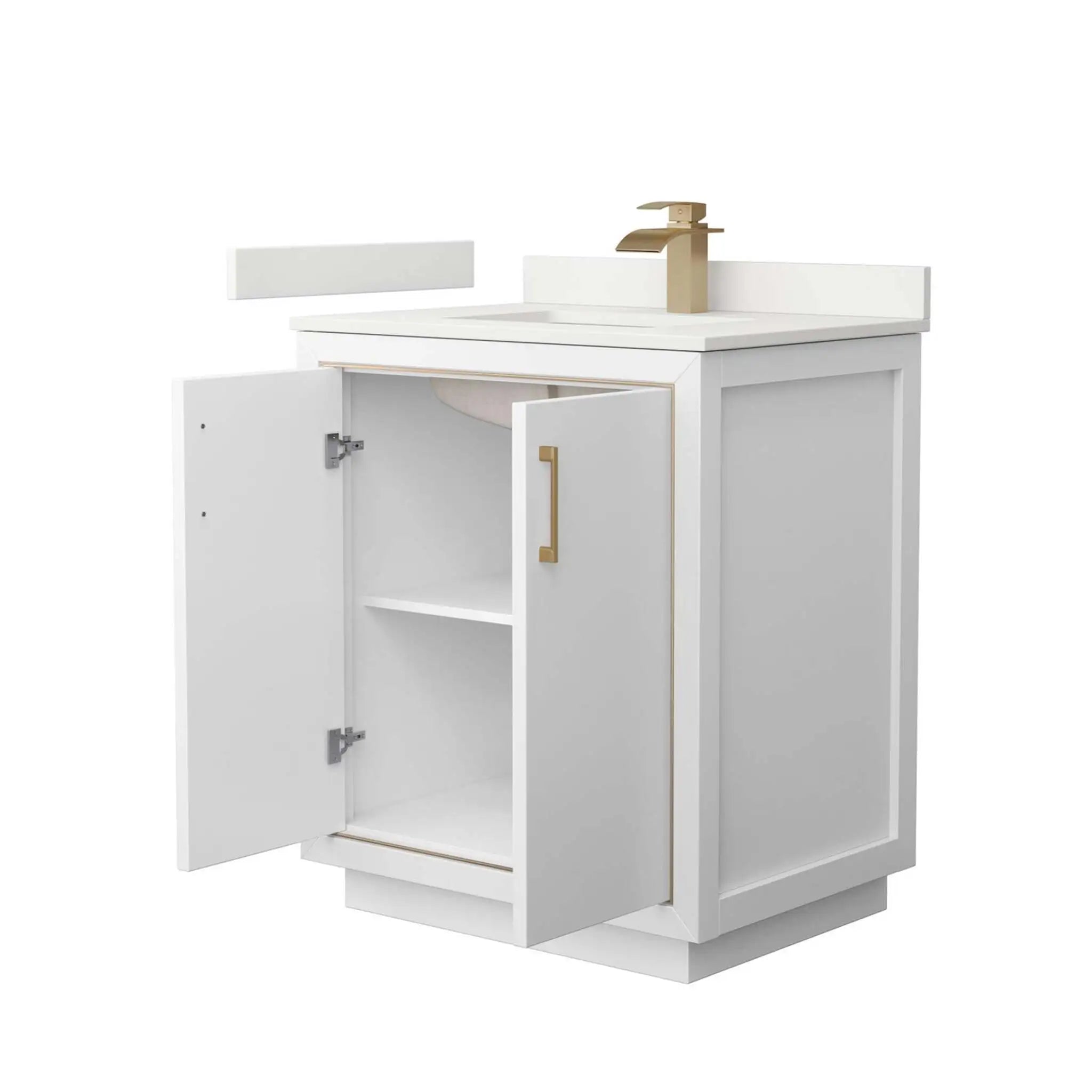30" Icon Single Bathroom Vanity in White with Satin Bronze Trim by Wyndham