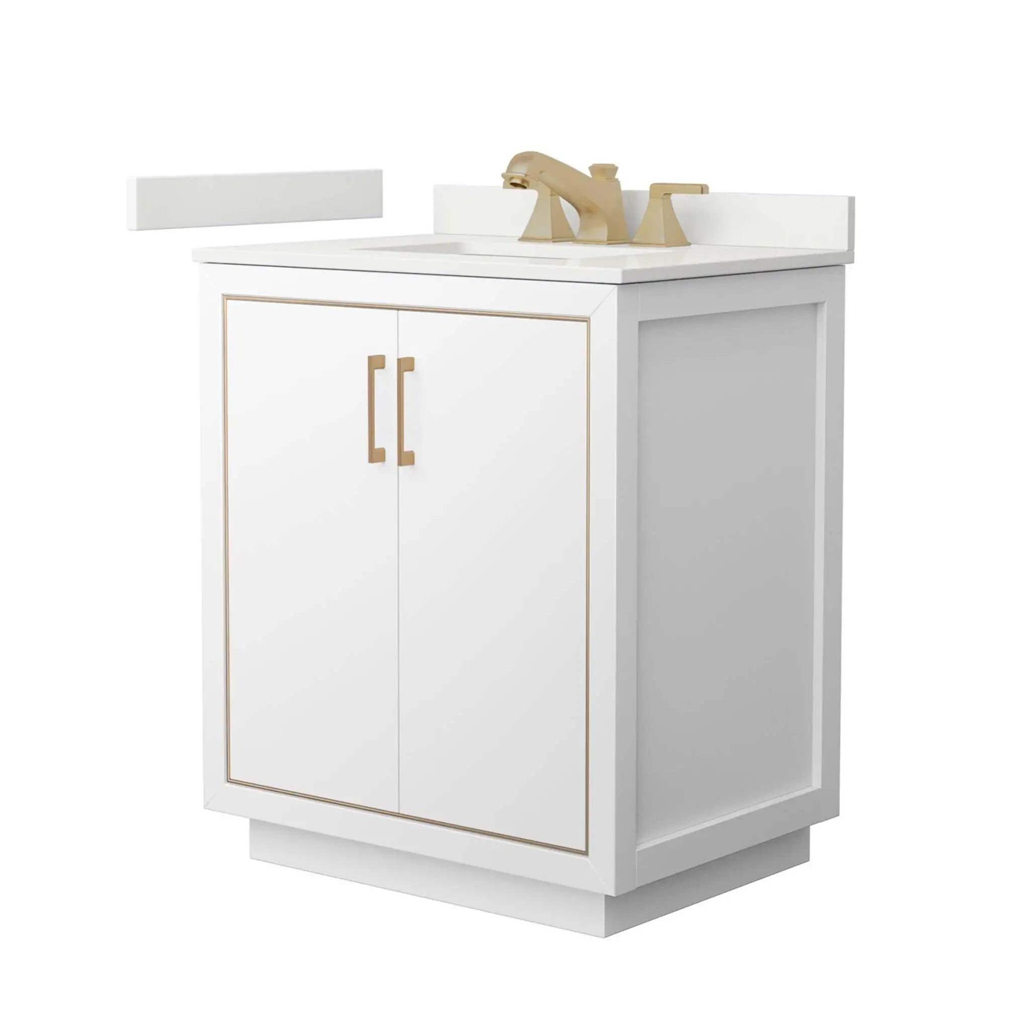 30" Icon Single Bathroom Vanity in White with Satin Bronze Trim by Wyndham
