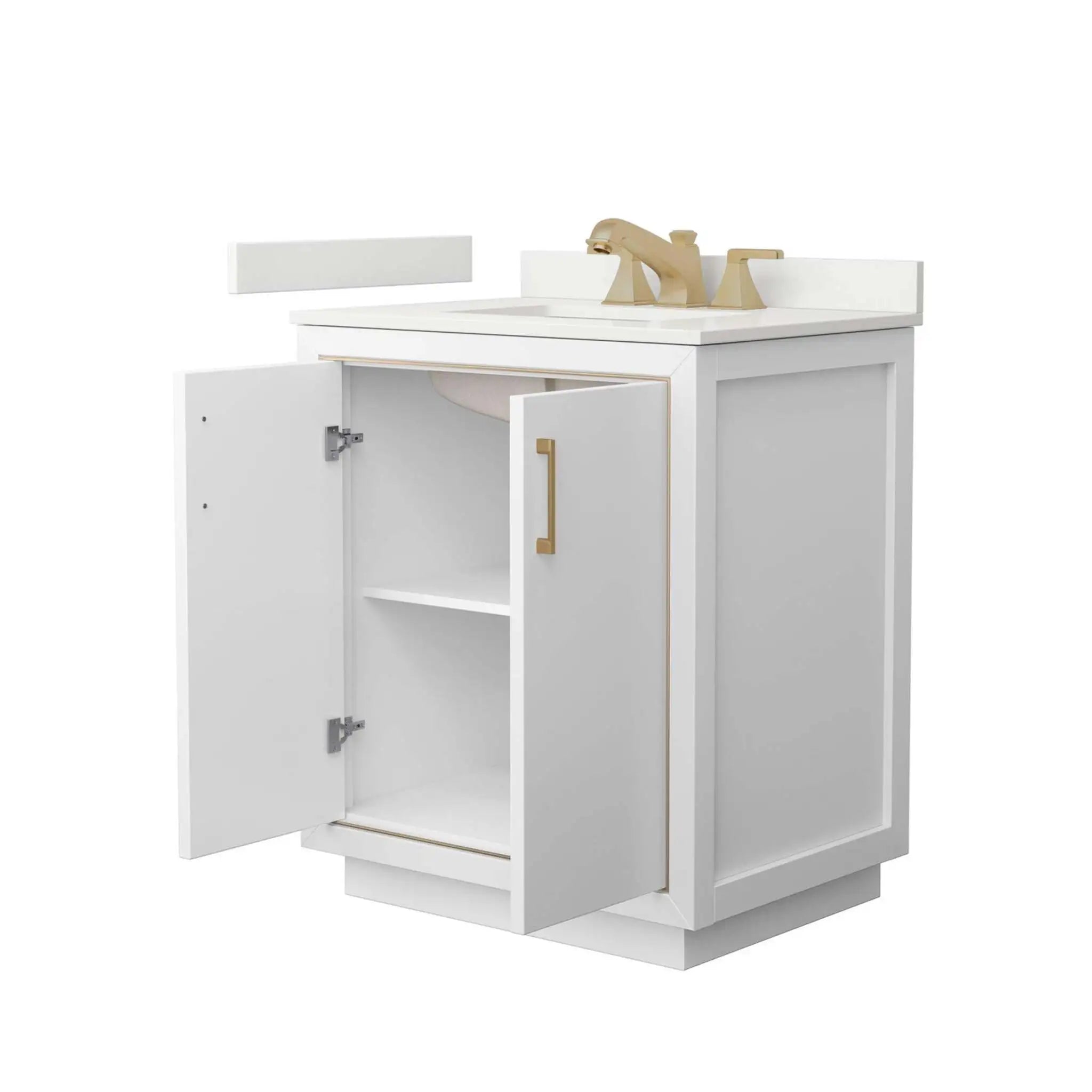 30" Icon Single Bathroom Vanity in White with Satin Bronze Trim by Wyndham