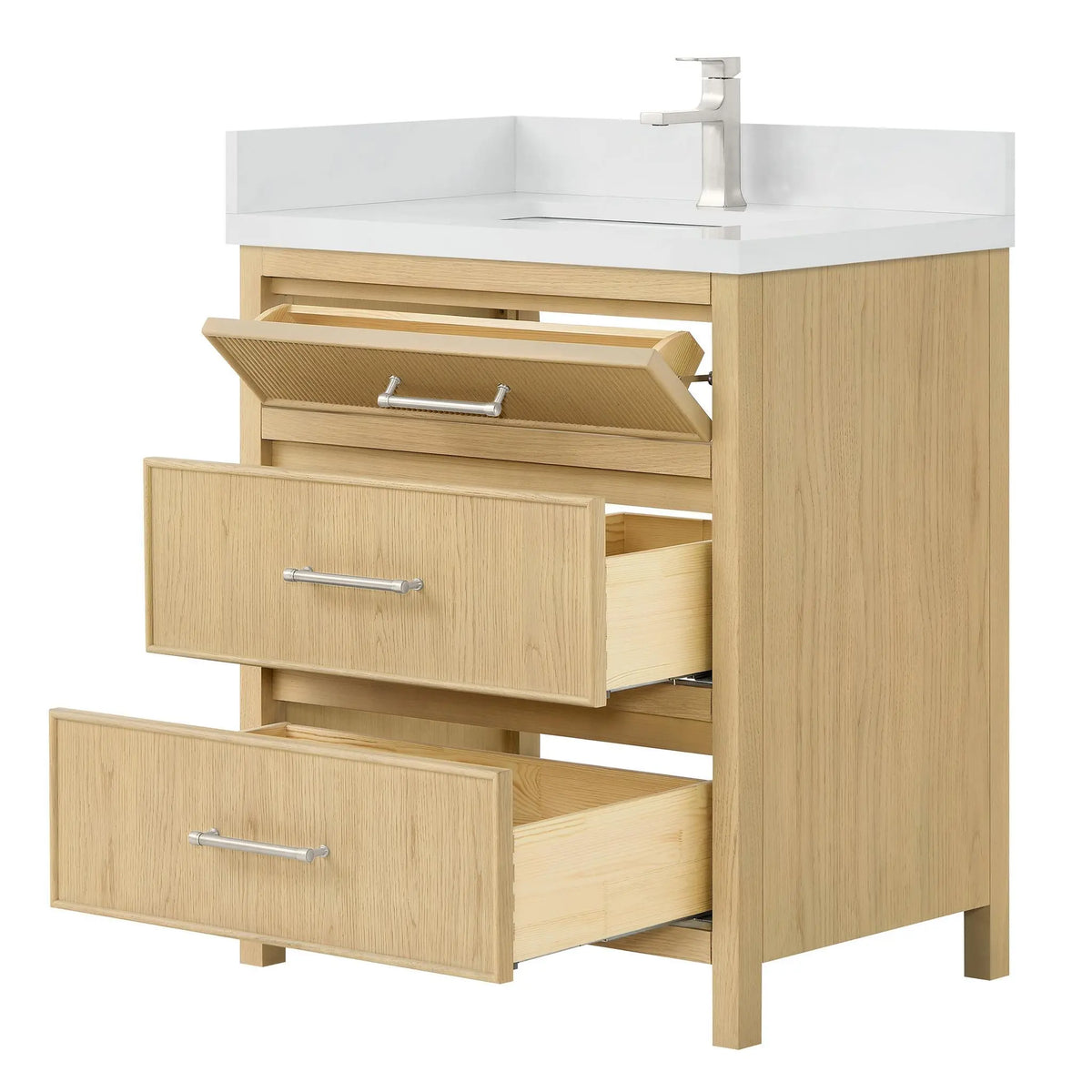 30" Isola Single Bathroom Vanity Scandinavian Oak Brushed Nickel Trim by wyndham View 11