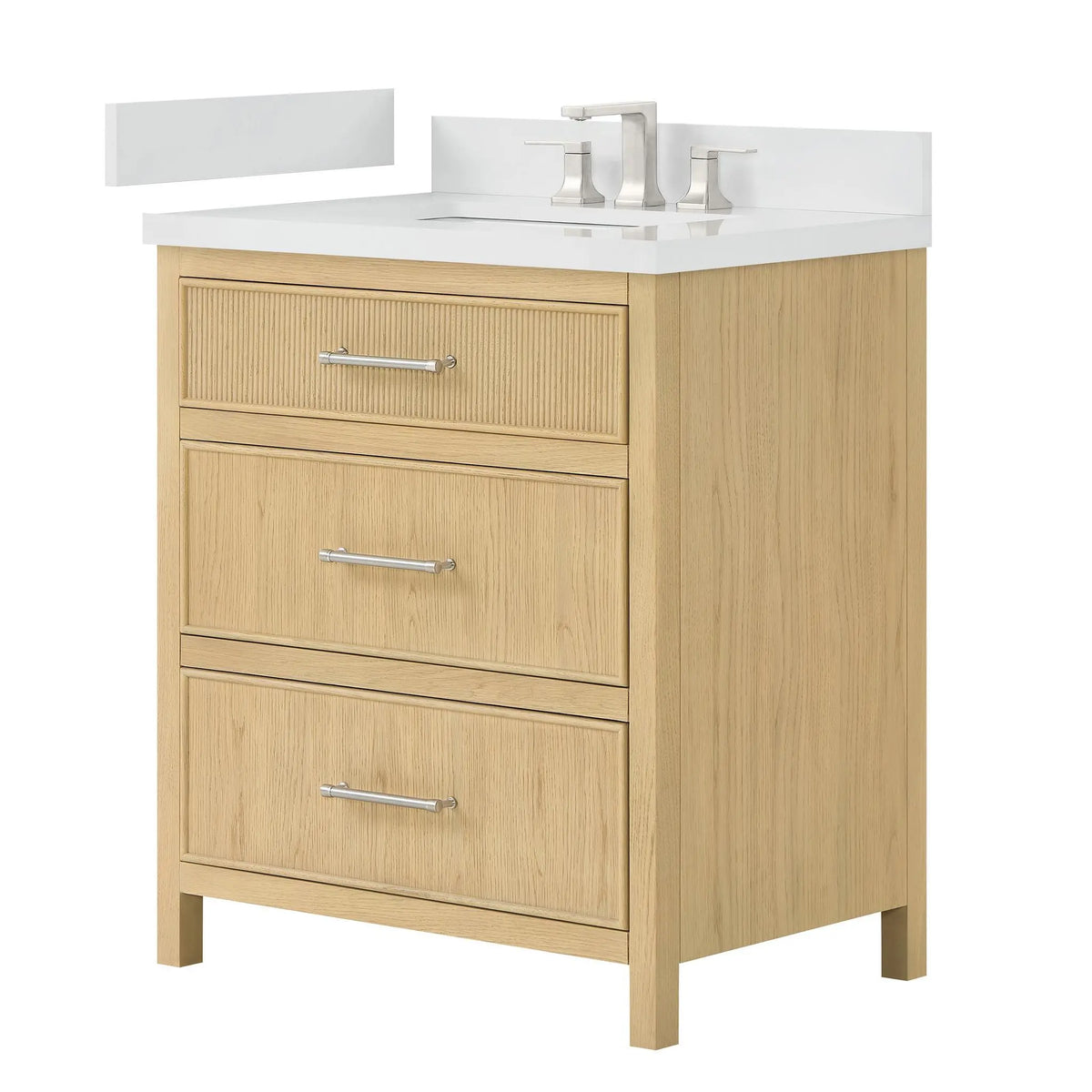 30" Isola Single Bathroom Vanity Scandinavian Oak Brushed Nickel Trim by wyndham View 16
