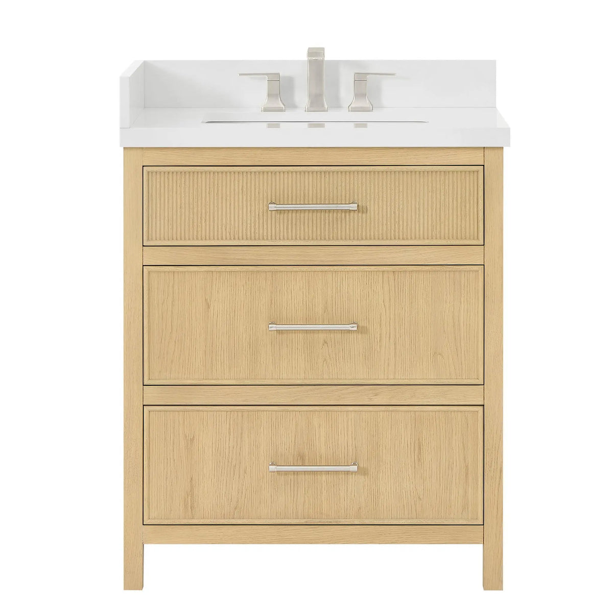 30" Isola Single Bathroom Vanity Scandinavian Oak Brushed Nickel Trim by wyndham View 13