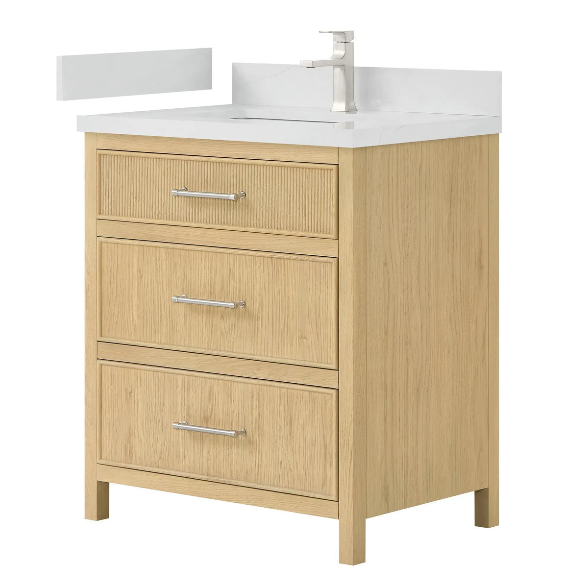 30" Isola Single Bathroom Vanity Scandinavian Oak Brushed Nickel Trim by wyndham View 4