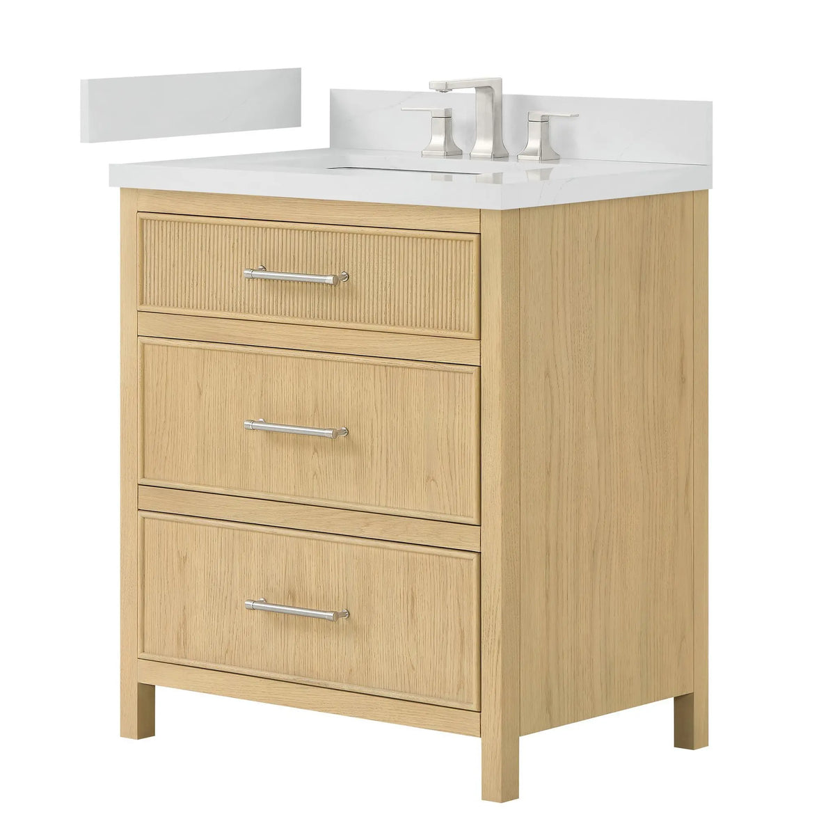30" Isola Single Bathroom Vanity Scandinavian Oak Brushed Nickel Trim by wyndham View 8