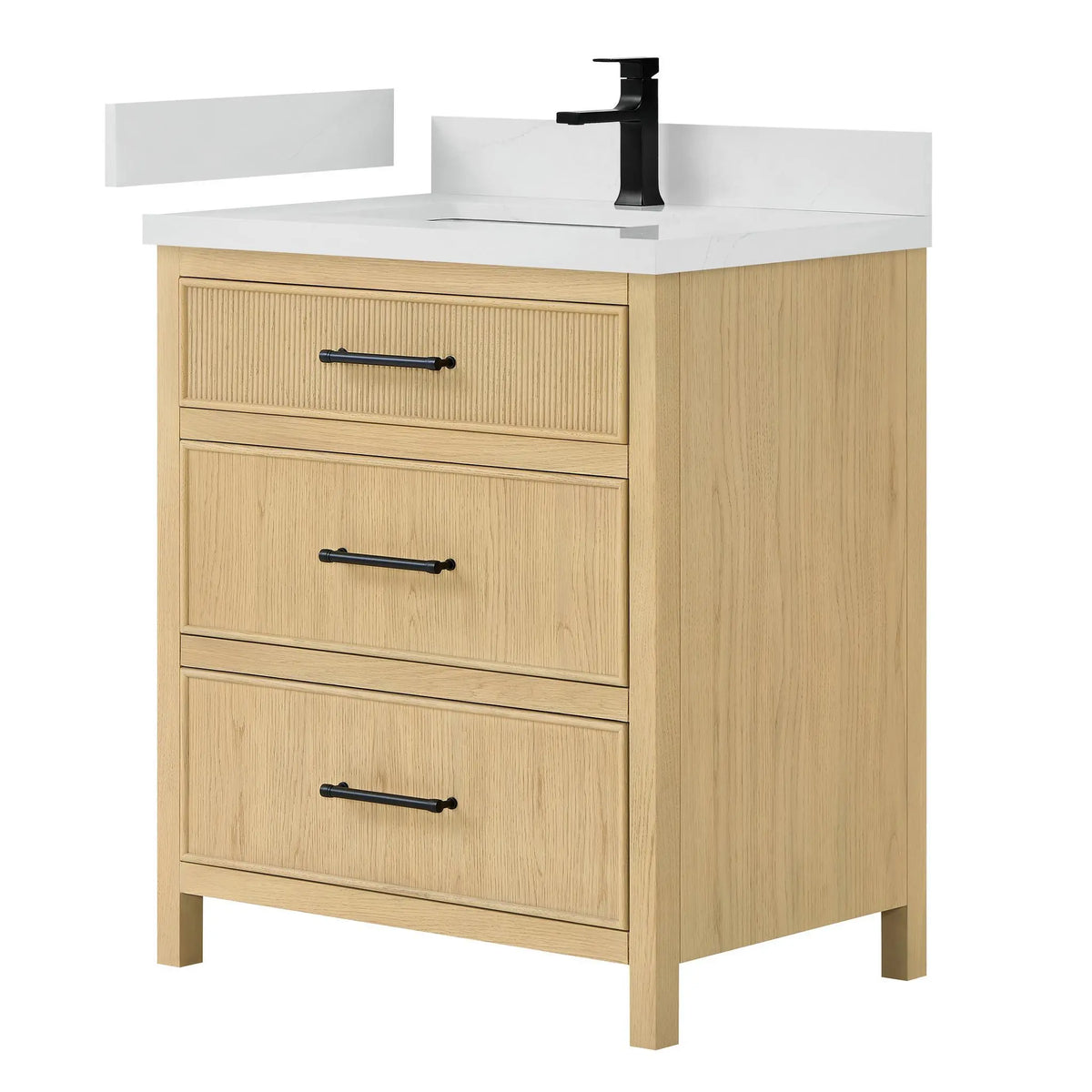 30" Isola Single Bathroom Vanity Scandinavian Oak Matte Black Trim by wyndham View 4