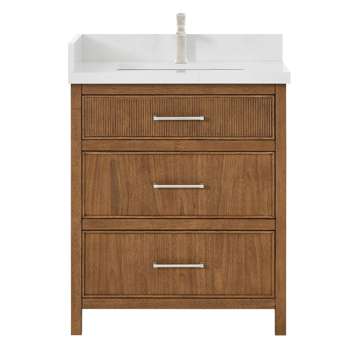 30" Isola Single Bathroom Vanity Toasted Walnut Brushed Nickel Trim by wyndham View 1