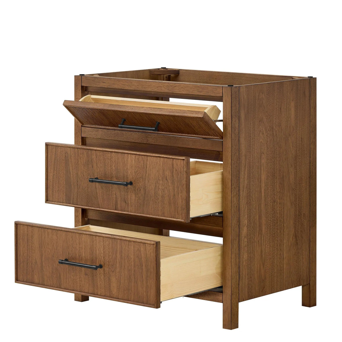 30" Isola Single Bathroom Vanity Toasted Walnut Matte Black Trim by wyndham View 18