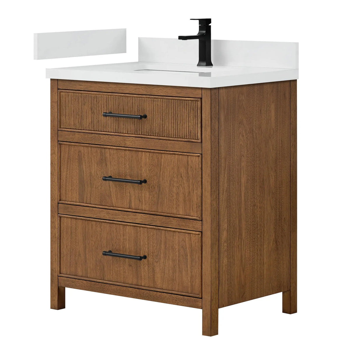 30" Isola Single Bathroom Vanity Toasted Walnut Matte Black Trim by wyndham View 12