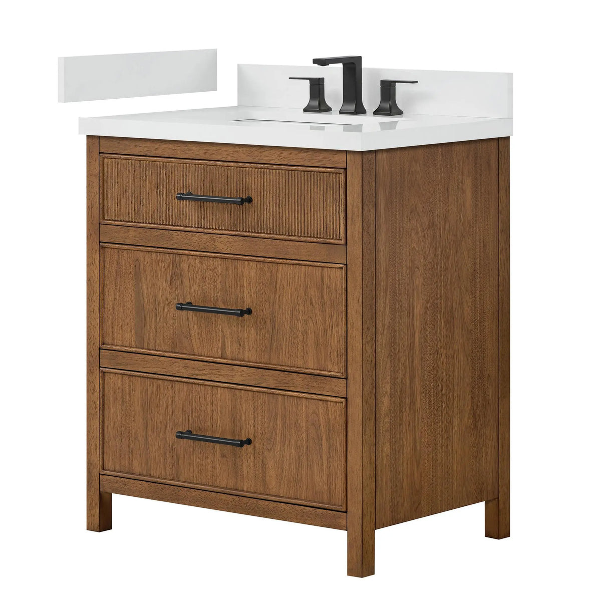 30" Isola Single Bathroom Vanity Toasted Walnut Matte Black Trim by wyndham View 16