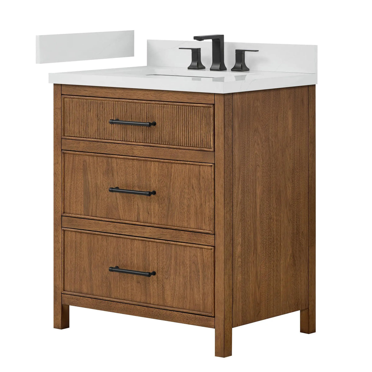 30" Isola Single Bathroom Vanity Toasted Walnut Matte Black Trim by wyndham View 8