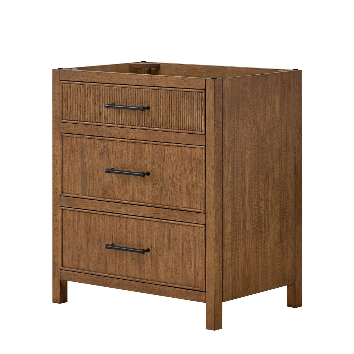 30" Isola Single Bathroom Vanity Toasted Walnut Matte Black Trim by wyndham View 20
