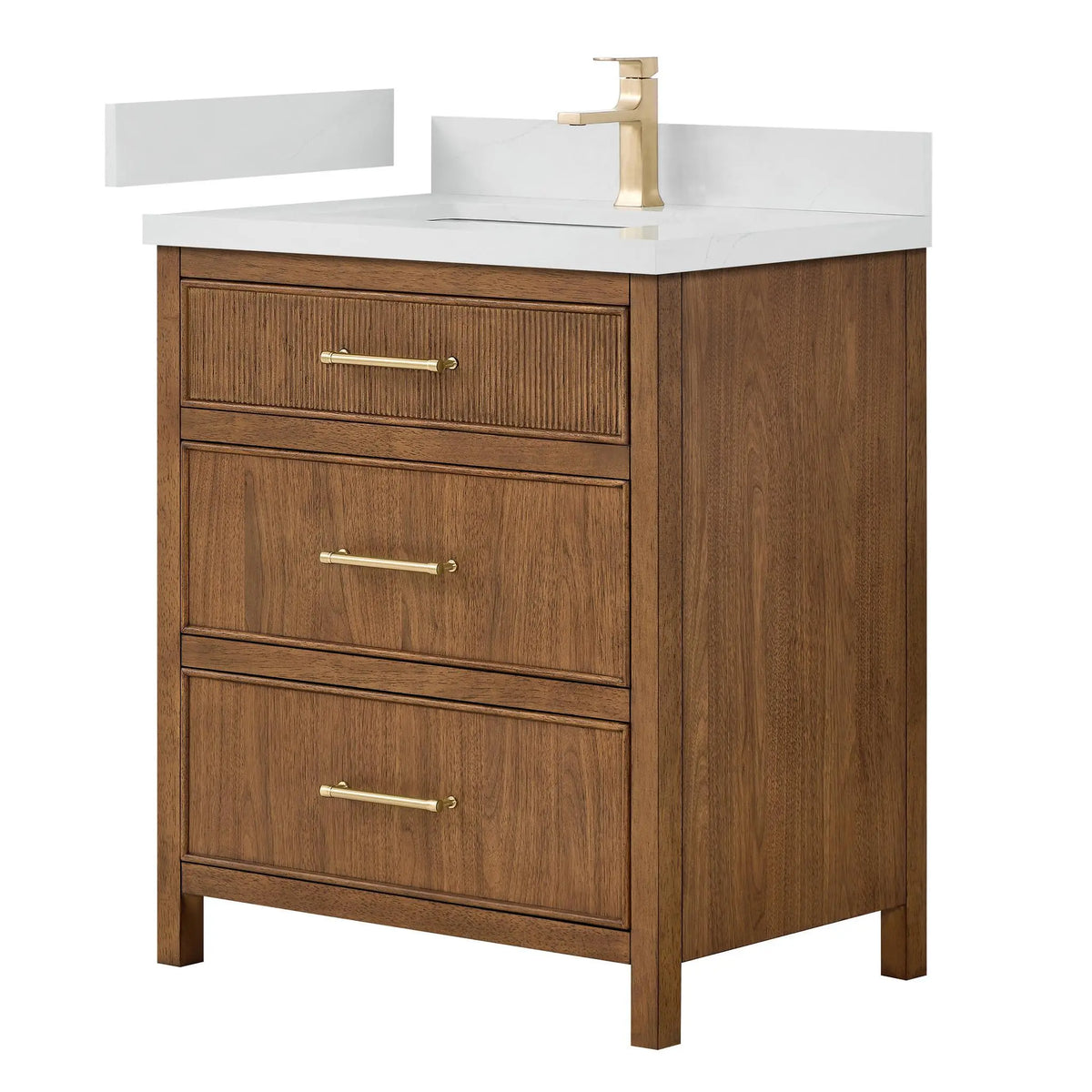 30" Isola Single Bathroom Vanity Toasted Walnut Satin Bronze Trim by wyndham View 4
