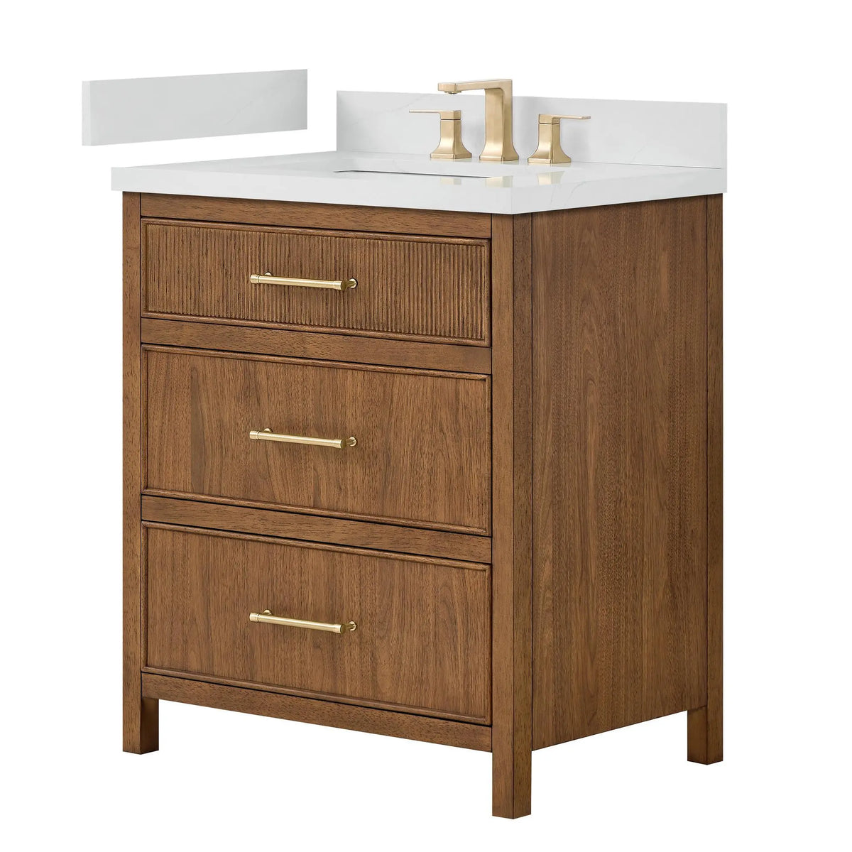 30" Isola Single Bathroom Vanity Toasted Walnut Satin Bronze Trim by wyndham View 8