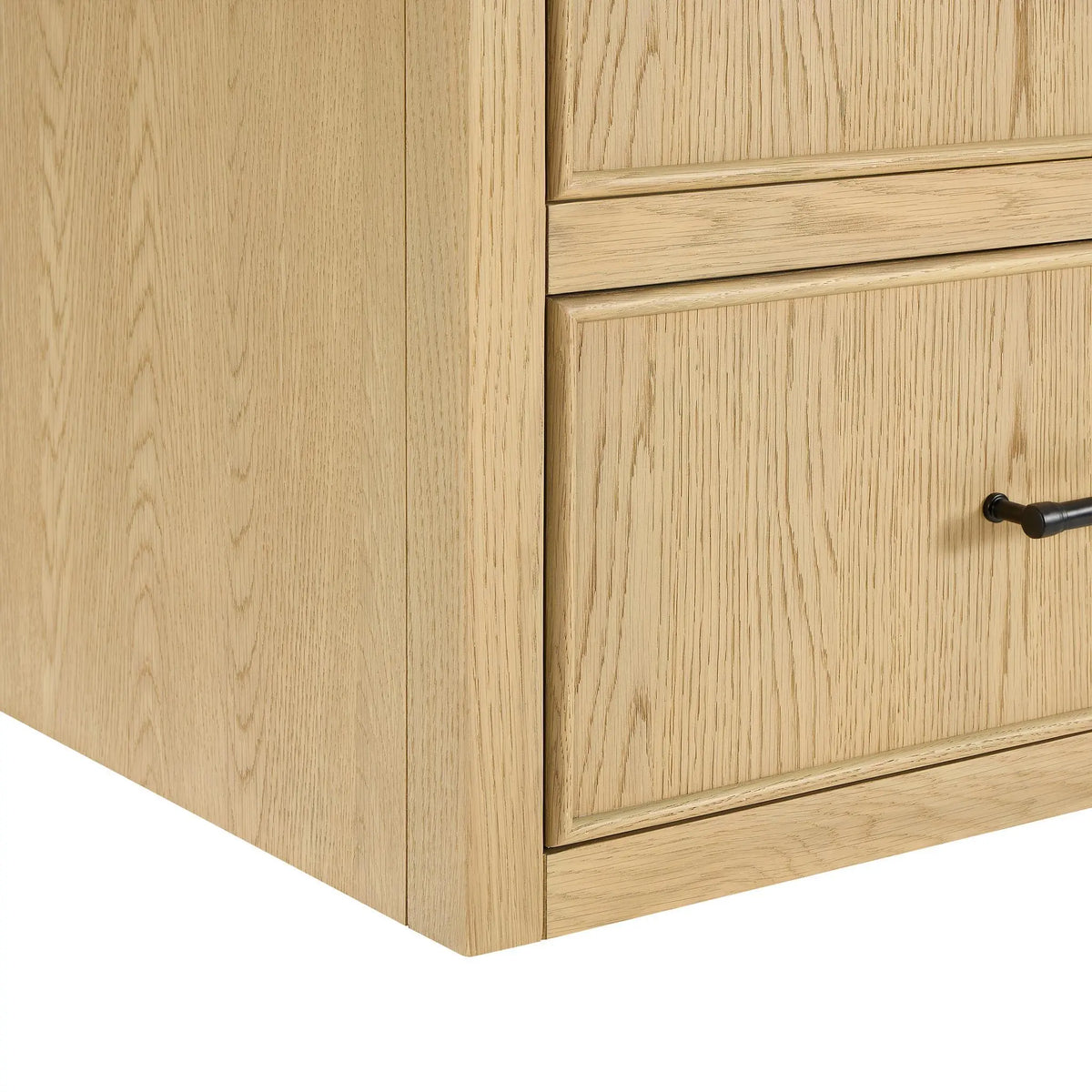 60" Isola Double Wall Mounted Bathroom Vanity Scandinavian Oak Matte Black Trim by wyndham View 19