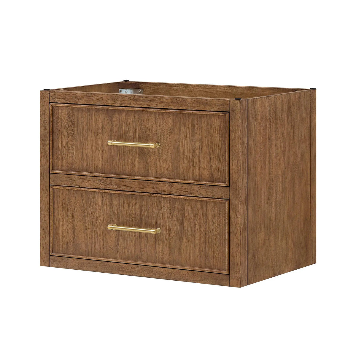30" Isola Single Wall Mounted Bathroom Vanity Toasted Walnut Satin Bronze Trim by wyndham View 20
