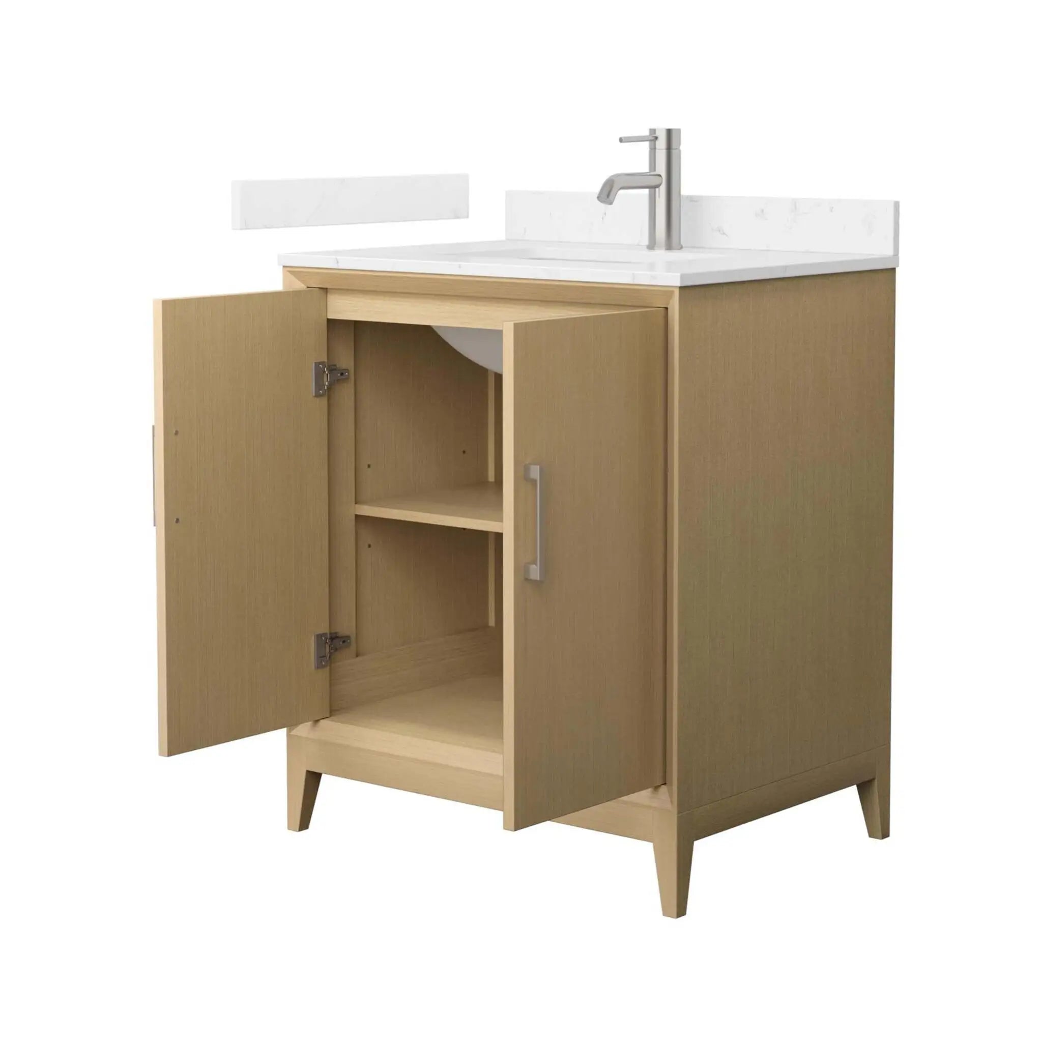 30" Janna Single Bathroom Vanity in White Oak with Brushed Nickel Trim by Wyndham
