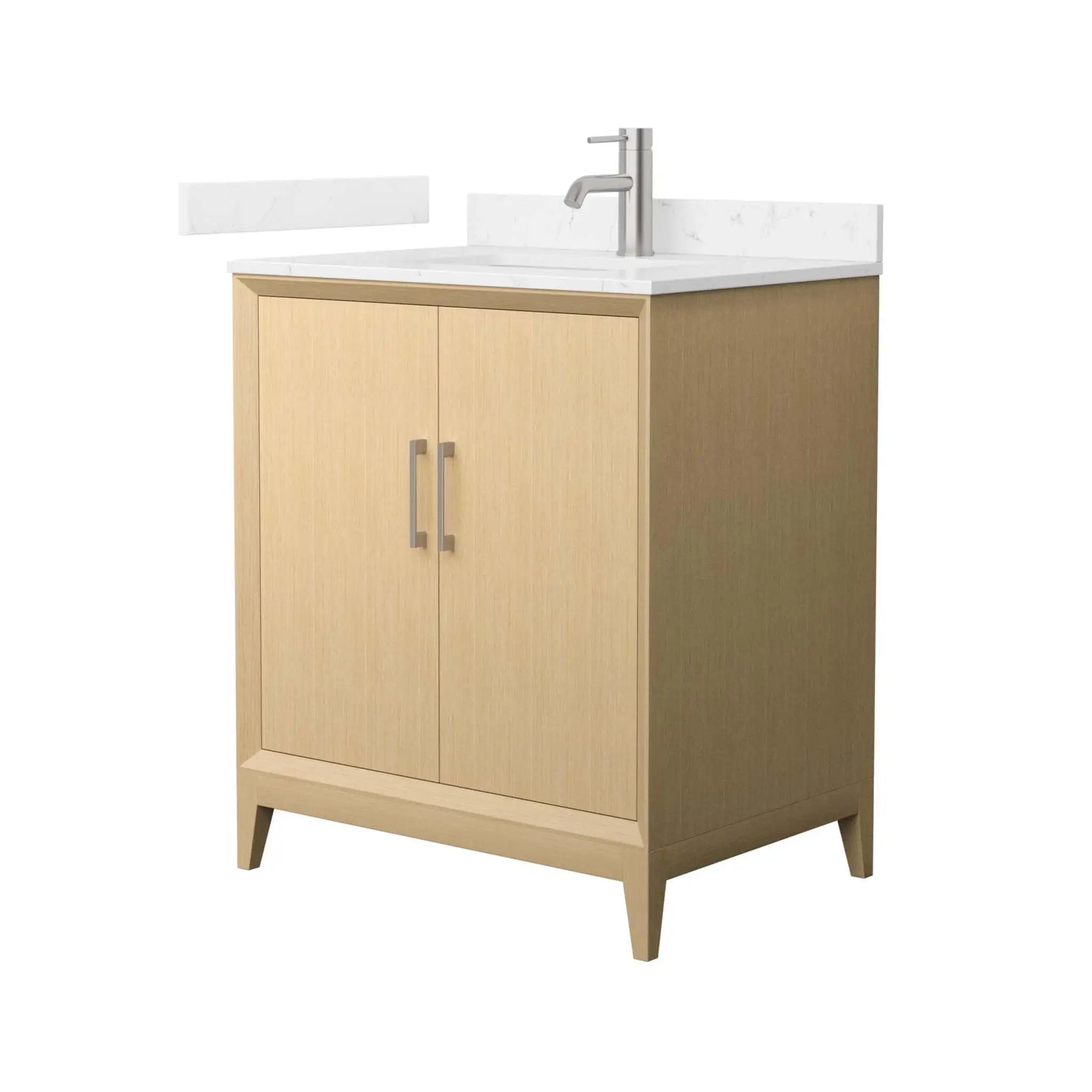 30" Janna Single Bathroom Vanity in White Oak with Brushed Nickel Trim by Wyndham